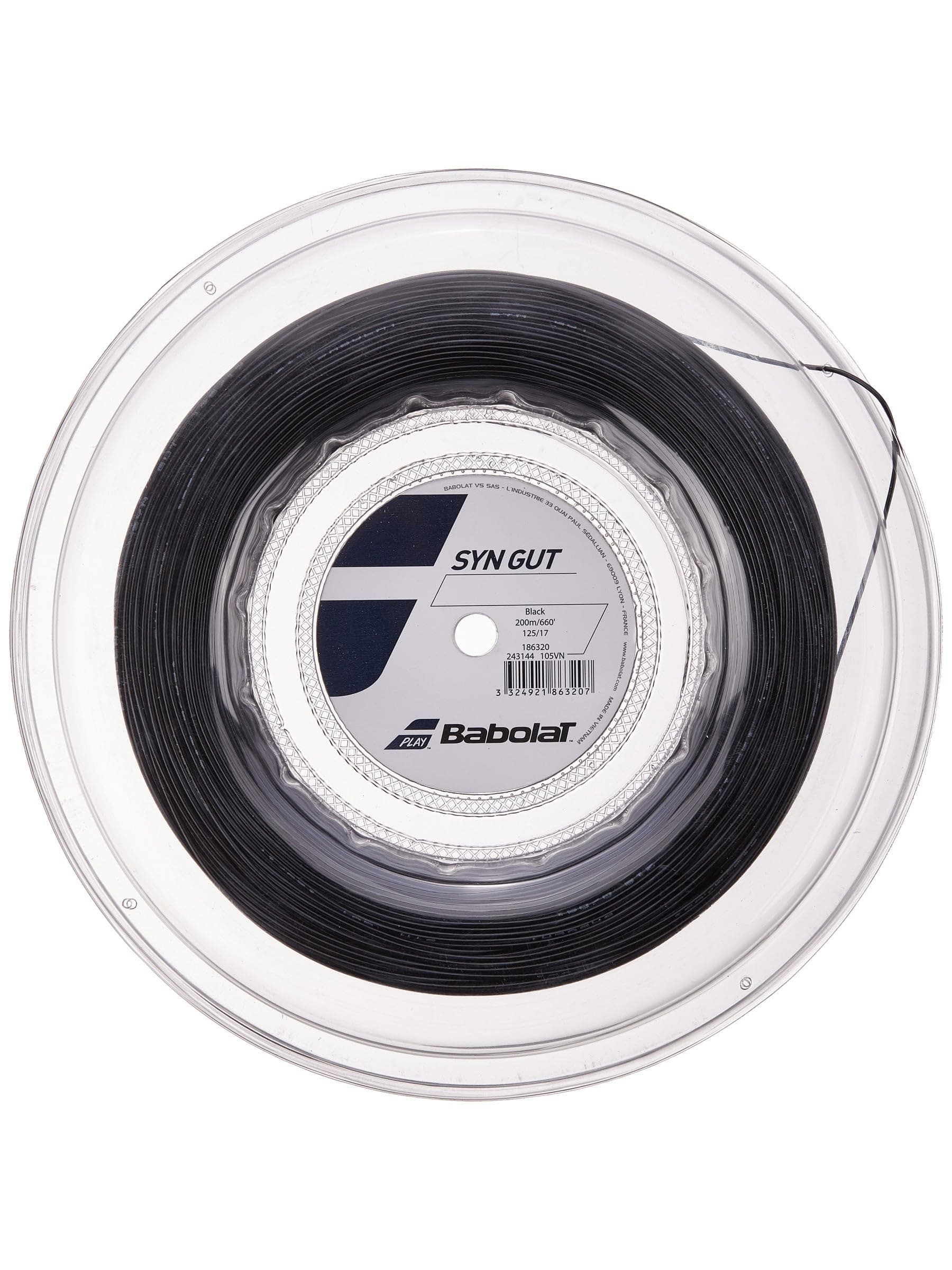 Synthetic Gut - SYN Gut - Tennis String - Black - 1.25mm/17G - 200m (660ft) Reel
