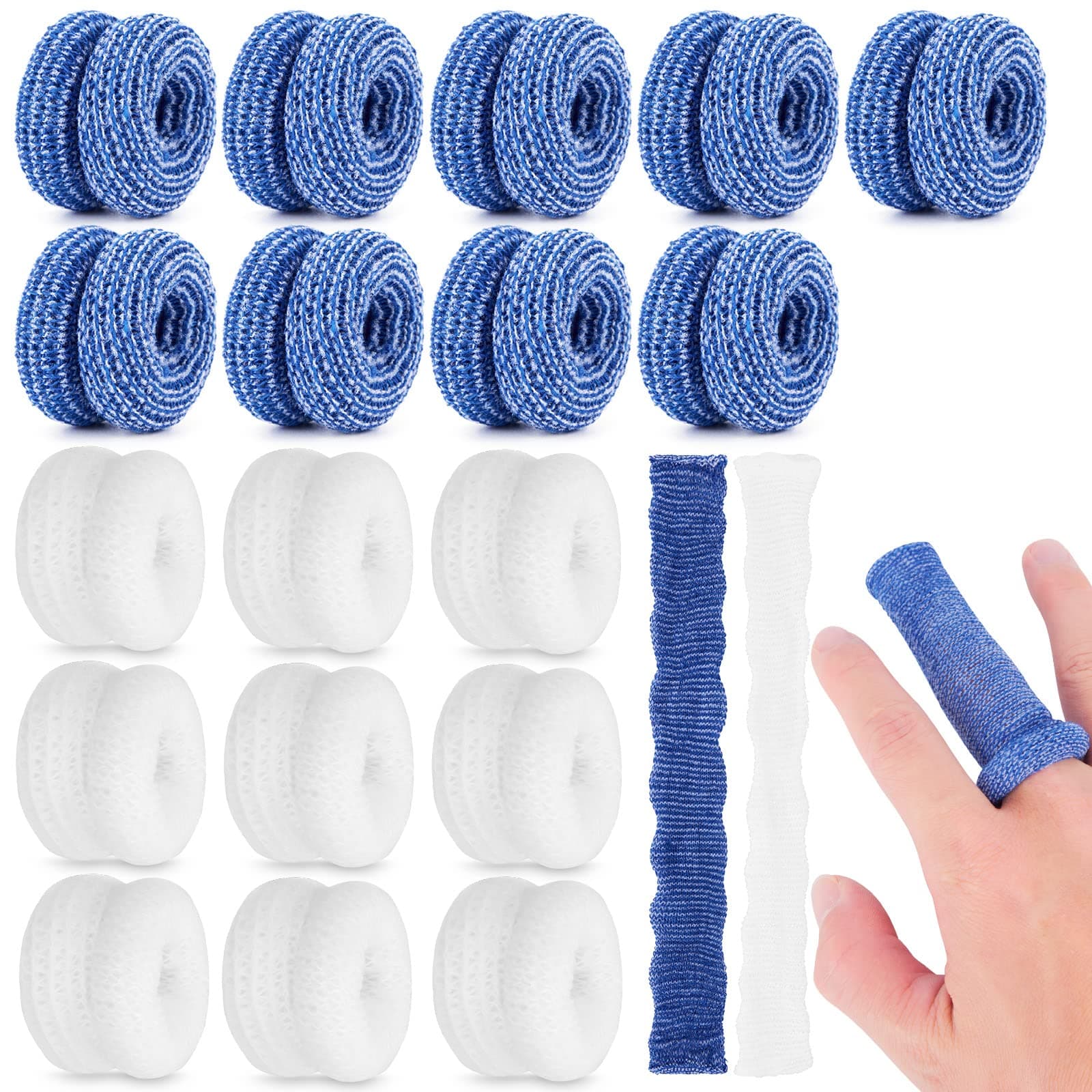 20 Pieces Finger Cots, Finger Bandage Finger Roll Tubular Bandage Dressings Finger Bandage Finger Covers Protection for Finger Tips, Thumb Bandage for Cargo Handling Gardening Work Sports and Fitness