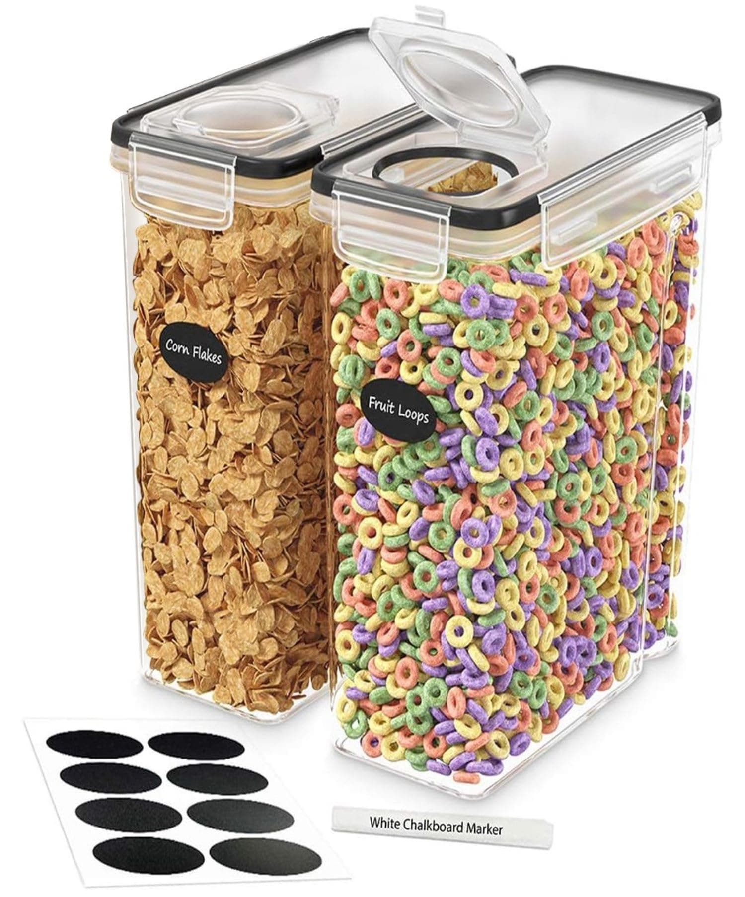 Cereal Containers Storage – 2 Pack Cereal Dispenser Countertop, Airtight Food Storage Containers for Pantry Organization and Storage, Bpa-free Cereal Storage Container with Marker & Labels (135.2oz)