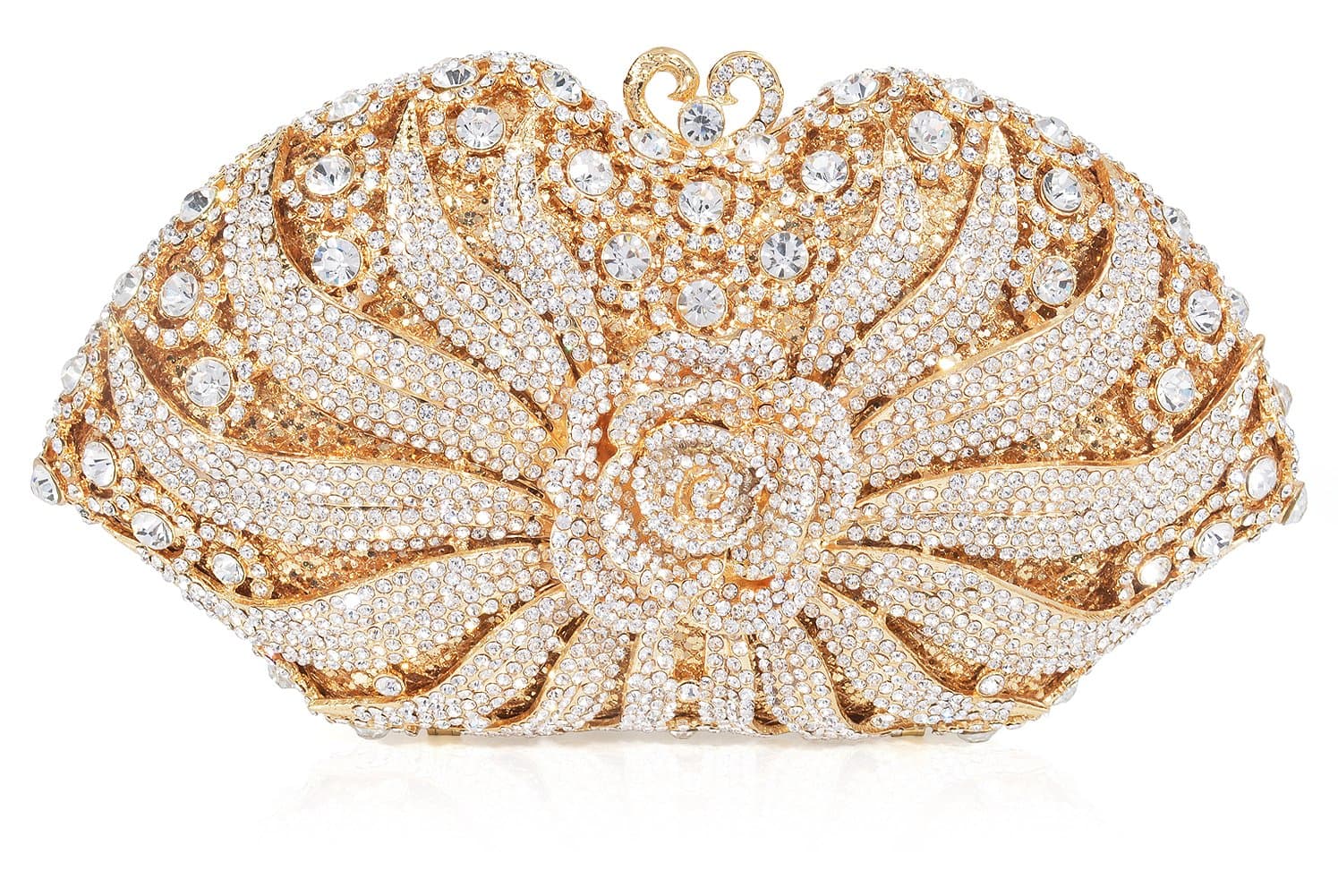 MOSSMON Formal 3D Flower Rhinestone Crystal Clutch Evening Wedding Bag For Women