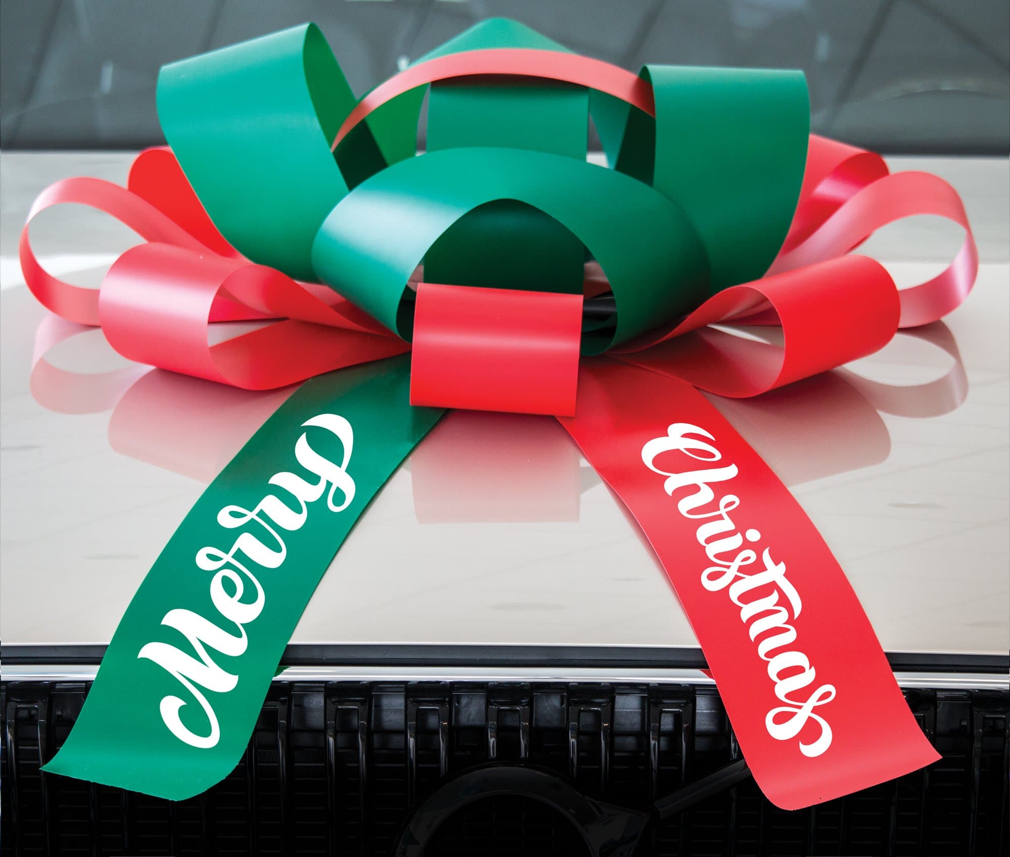 CarBowz Big Merry Christmas Car Bow, Giant 30" Bow, Non-Scratch Magnet, Weather Resistant Vinyl (Red/Green)