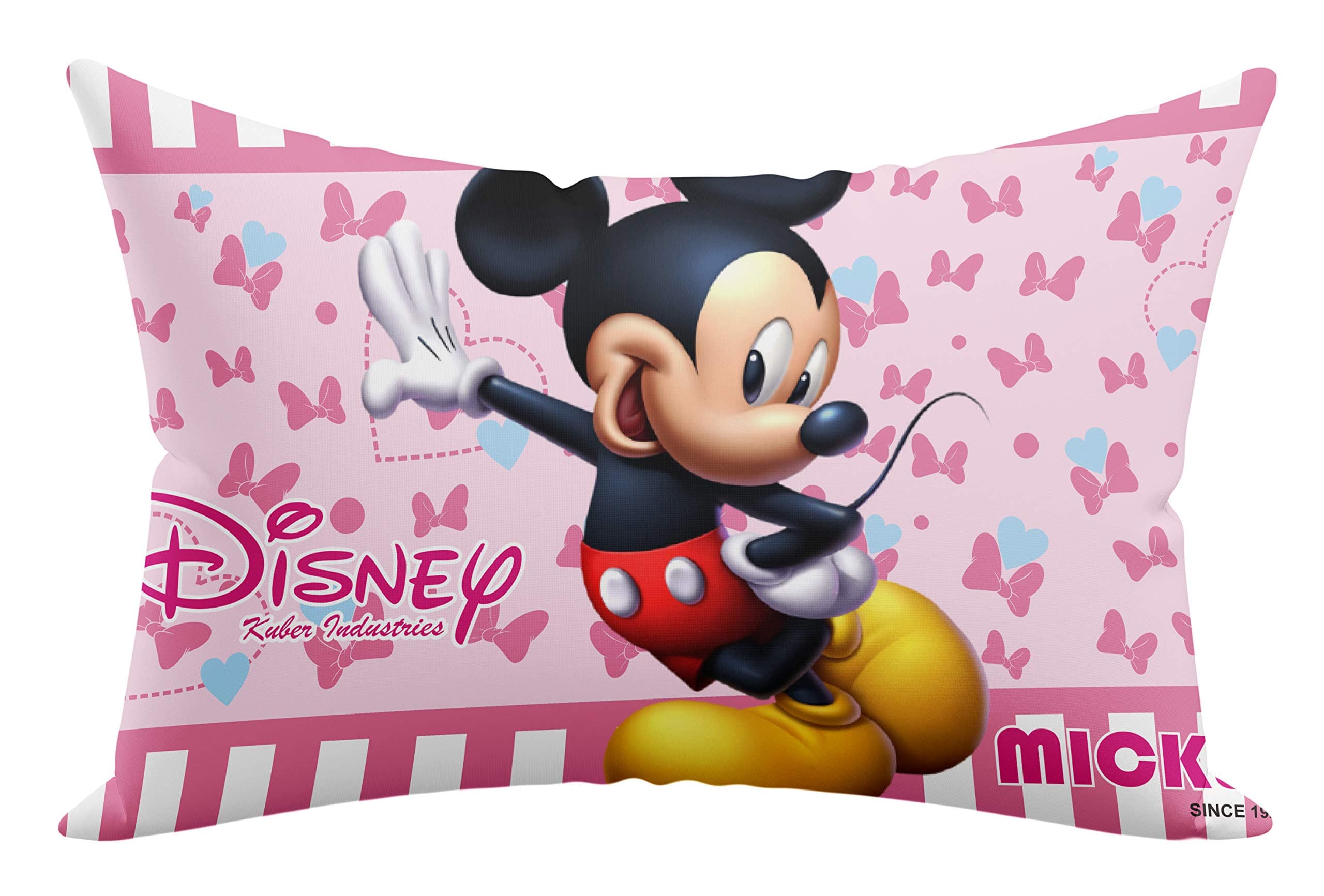 Kuber Industries Disney Printed Comfort Microfiber Filled Pillow for Bed Room, 16"x24" (Pink)-KUBMART15935