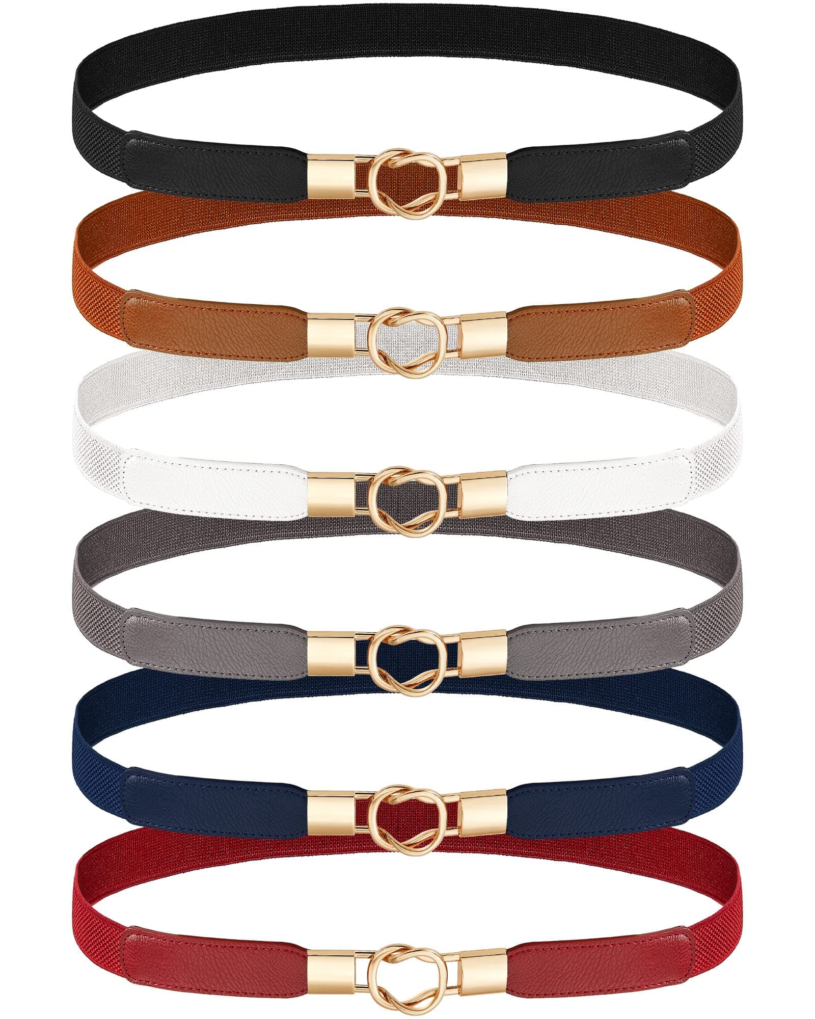 6 Pieces Skinny Women Belts for Women Belts for Dresses Elastic Waist Belt Retro Stretch Women Dress Belt Vintage Thin Stretchy Ladies Skirts Sweaters, Multicolor, about 2.5 x 68 cm/ 1 x 26.77 inches