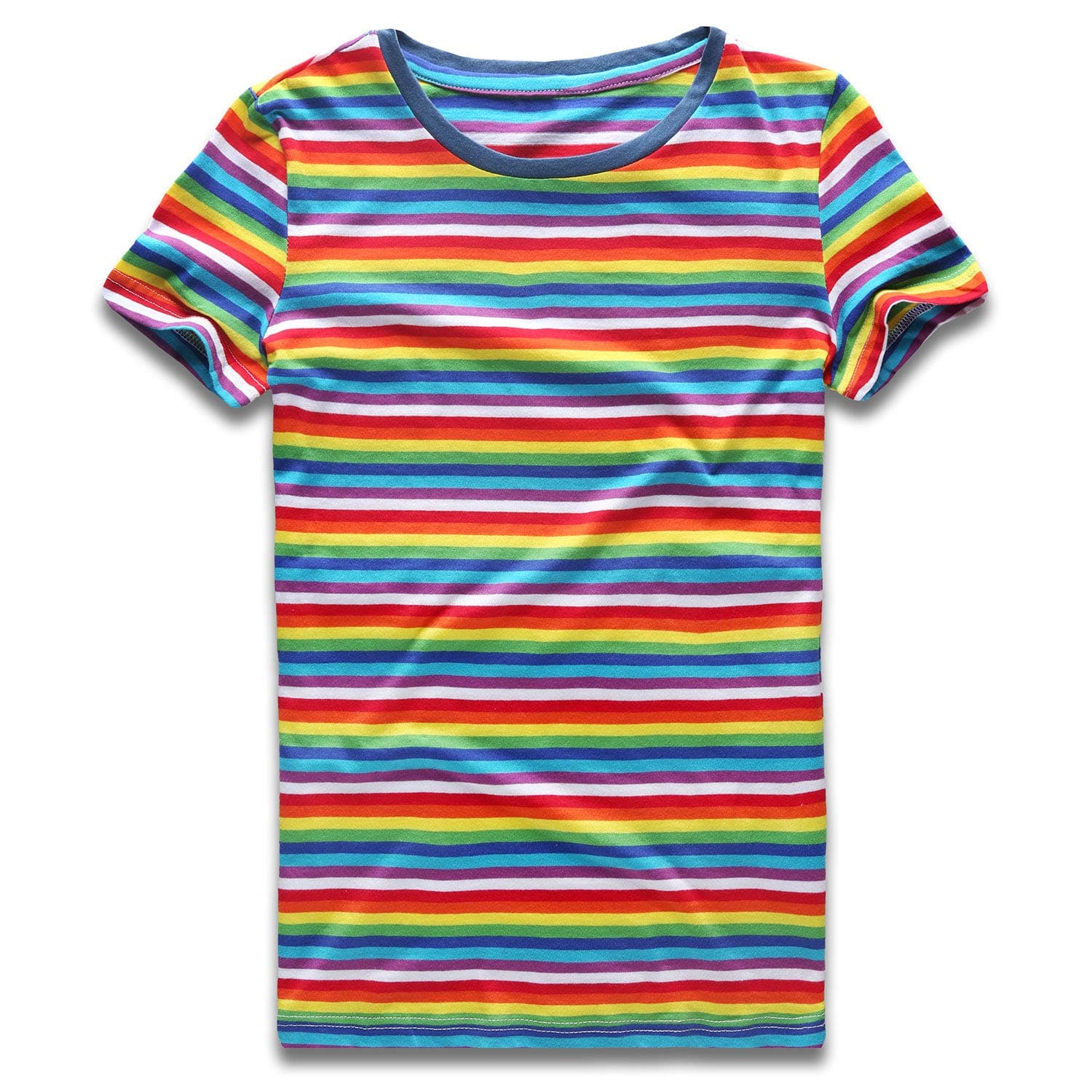 ZecmosRainbow T Shirt Women Striped Tee Crew Neck Short Sleeve Stripes Tops Fashion