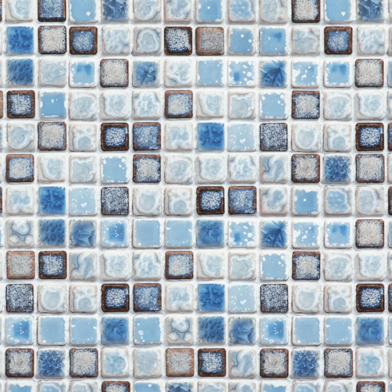 Hode Mosaic Tile Stickers Self Adhesive Wallpaper Blue Sticky Back Plastic Roll Vinyl Film for Bathroom Wall Door Furniture 40X200cm
