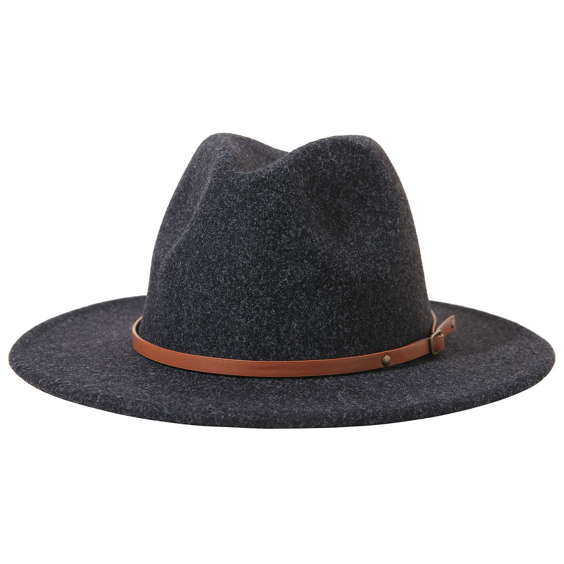 LanzomWomen Lady Classic Wool Fedora Hat with Belt Buckle Felt Wide Brim Panama Hat