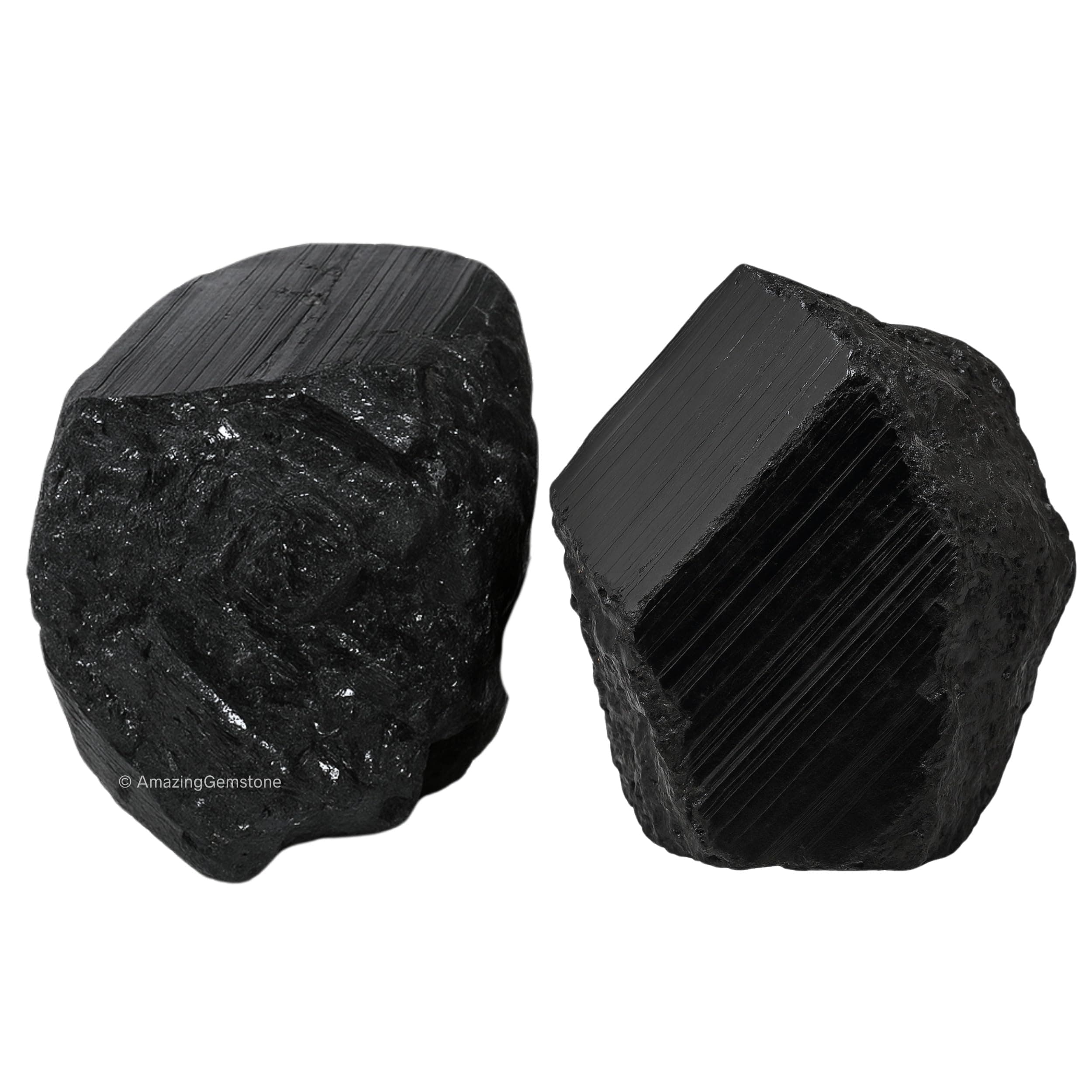 Amazing Gemstone Genuine Black Tourmaline Crystals Stone Raw Protection for Healing, Natural Rocks for Tumbling - Turmalina Negra Original (2 Pieces)