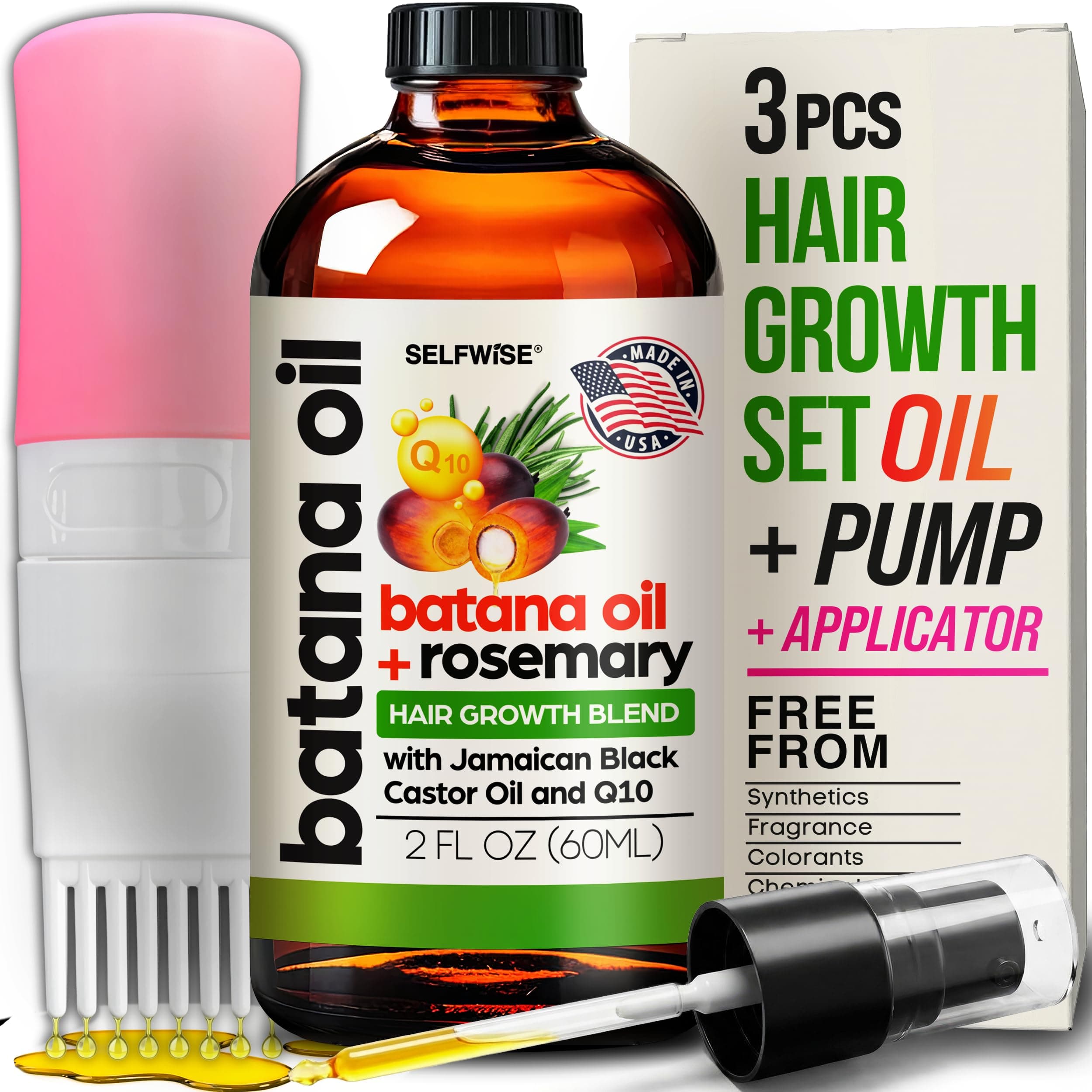 Batana Oil for Hair Growth - 100% Pure, Organic, Cold-Pressed, Unrefined from Honduras by Dr. Sebi - Natural, Vegan for Strong Roots and Thick Hair - Wild Growth for Hair, 2oz | 100% Pure, Organic, Cold-Pressed, Unrefined, from Honduras, Natural