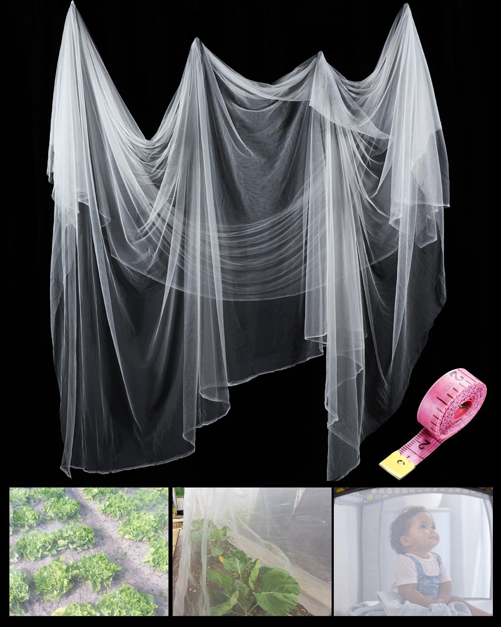 Zonon Insect Netting Garden Mesh Netting Fly Bird Net Barrier Hunting Blind Plant Protecting(White, 9.84 x 32.81 ft)