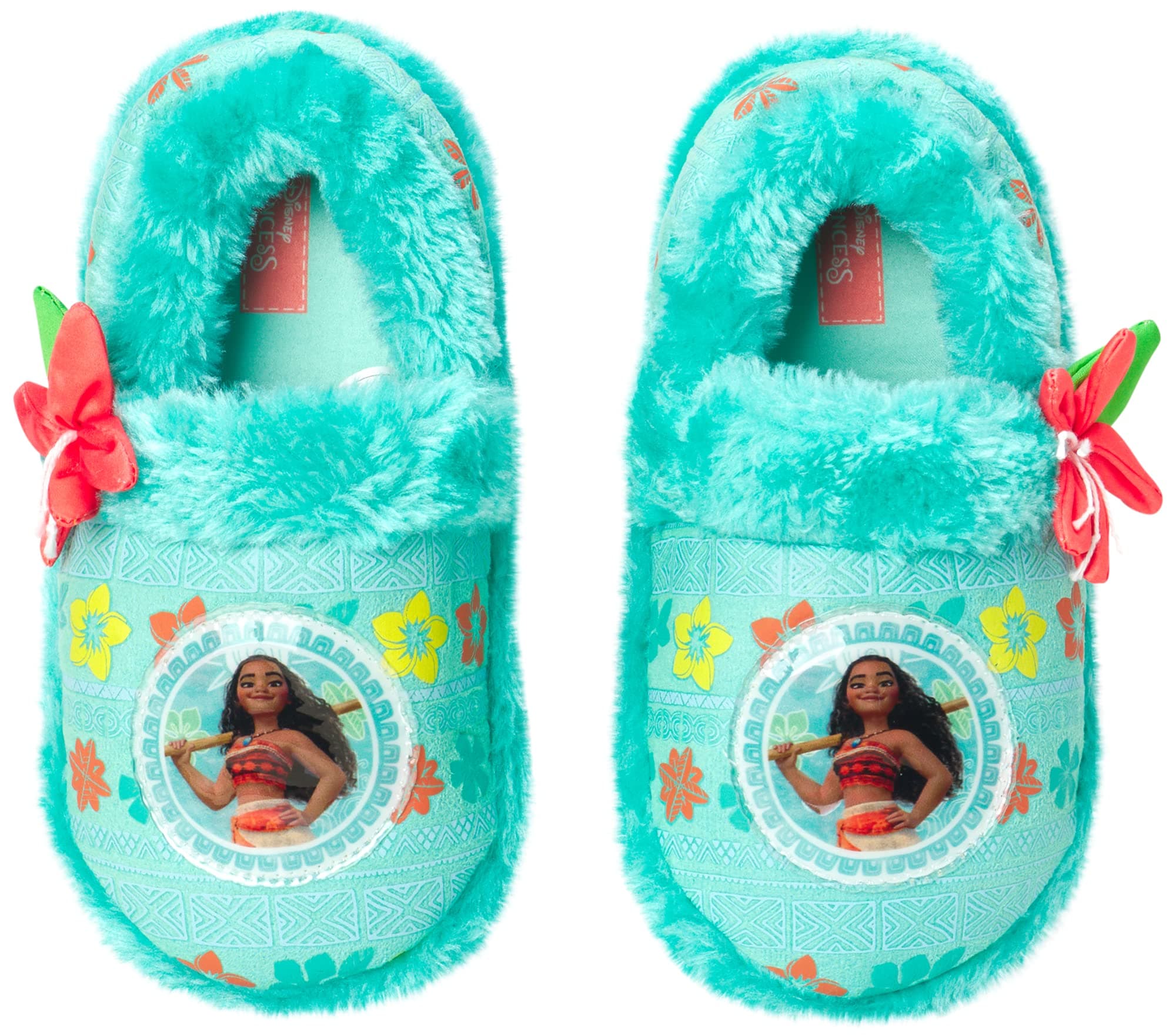 Disney Girls' Moana Slippers - Princess Moana Plush Fuzzy Slippers (Toddler/Little Girl)