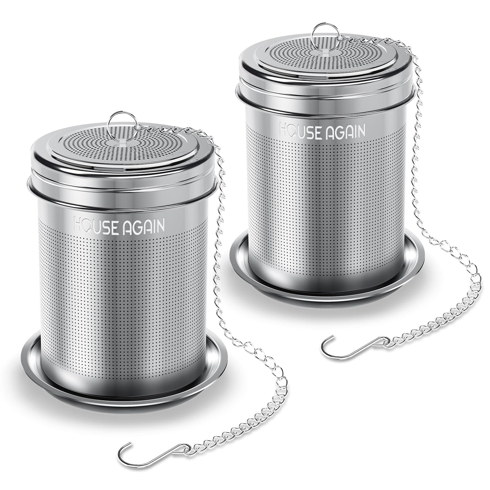 2 Pack Tea Infuser, Extra Fine Mesh Tea Infusers for Loose Tea, 18/8 Stainless Steel Tea Strainer with Extended Chain Hook, Tea Steeper for Brew Tea, Spices & Seasonings