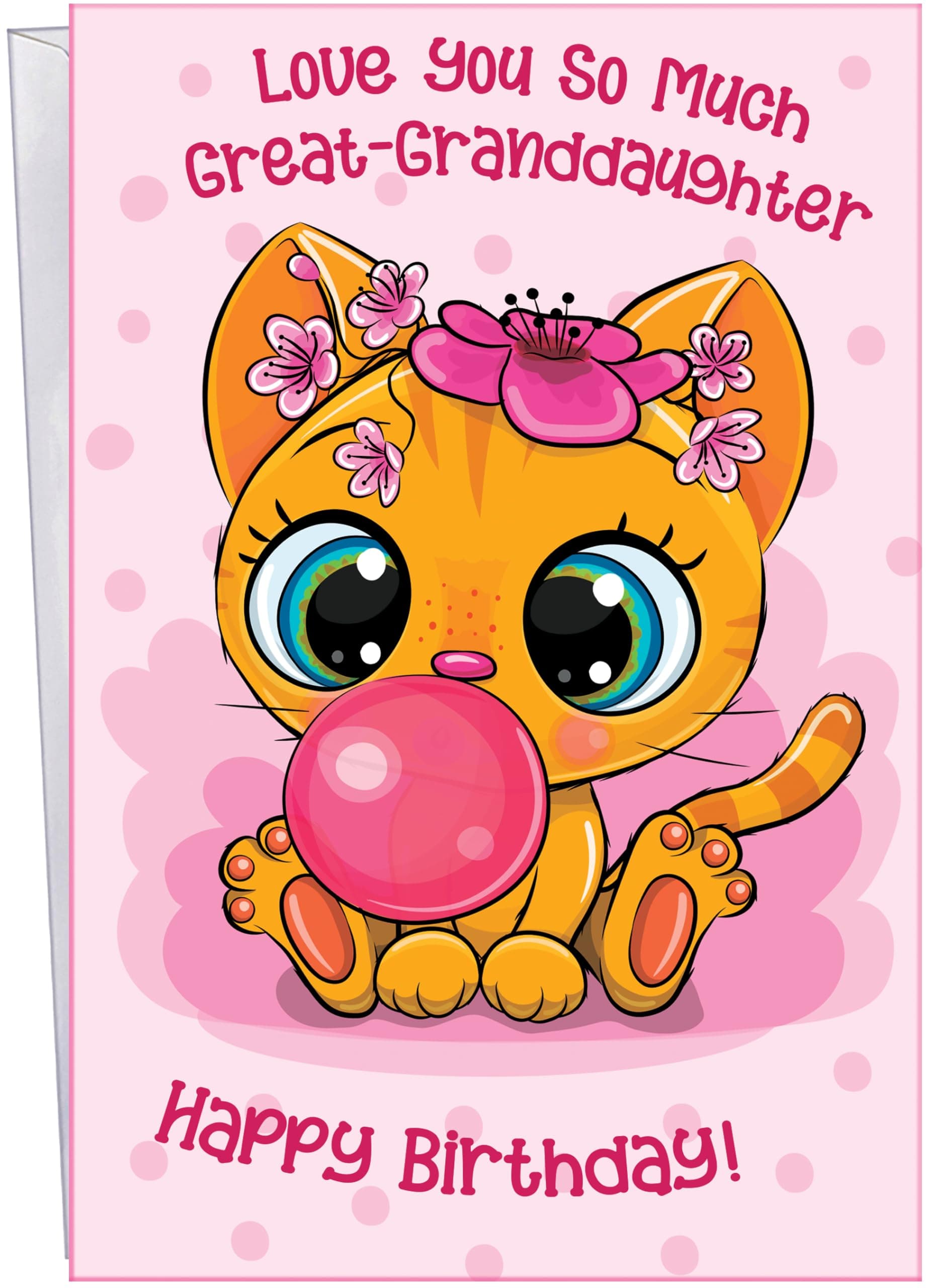 Chuck's Card-O-Rama - Great Granddaughter Birthday Card - NEW! - Made in Chicago - Large Card Opens to 10" x 7.75" - Extra Thick Paper - 95424 - With Love