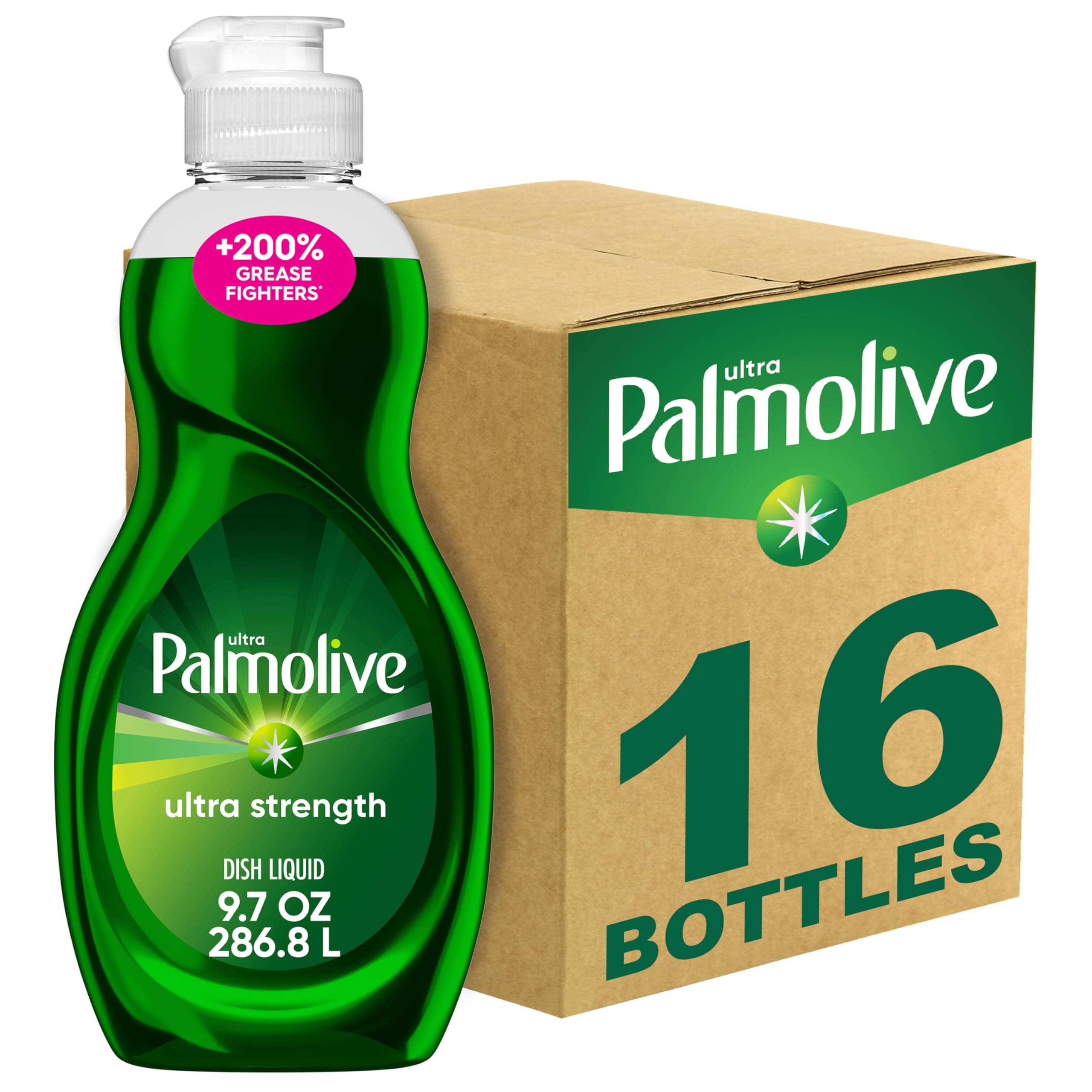 Ultra Strength Liquid Dish Soap, Cuts Grease and Grime, No Soaking Needed, Powerful on Plastics, Dishwashing Liquid, 9.7 fl oz Bottle