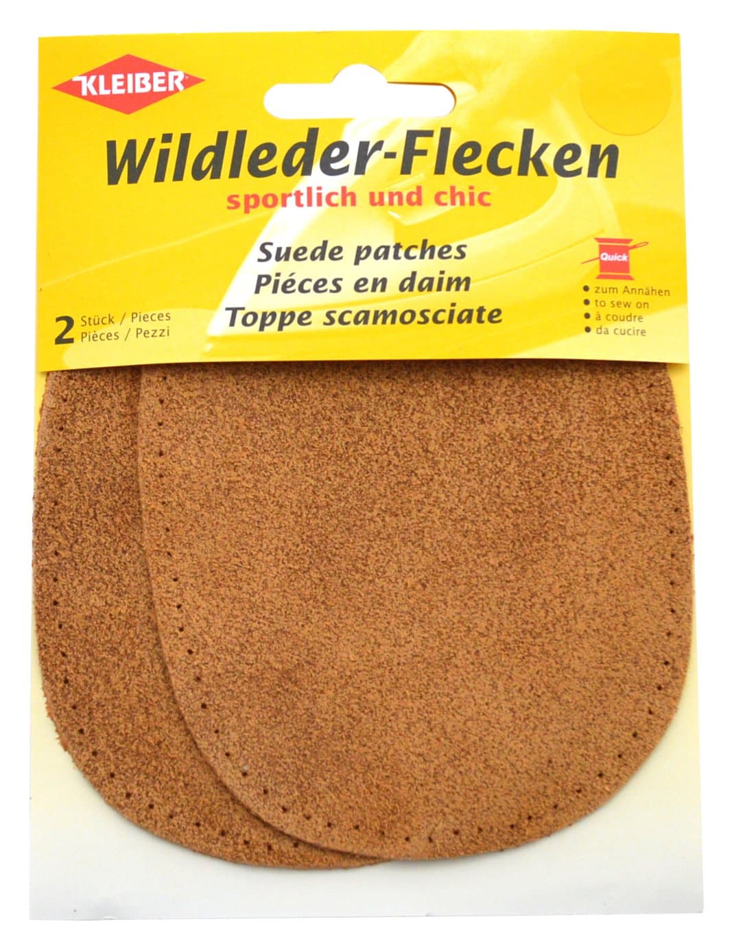 Kleiber 12 x 10 cm Oval Suede Leather Patches, 1 Pair, Brown