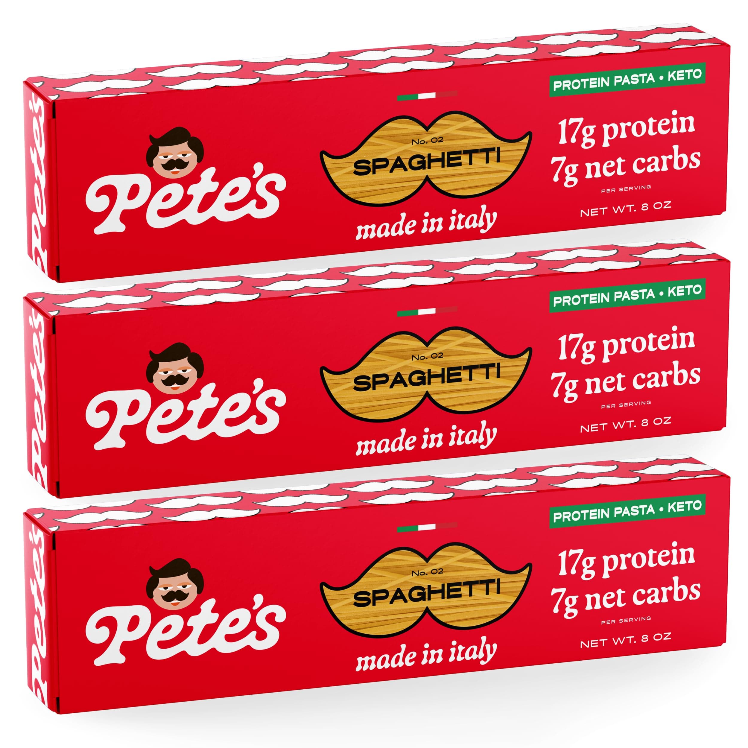 - Low Carb, Protein Pasta | Spaghetti Noodles with 17g Protein, 7g Carbs | Healthy, KetoPasta Made in Italy | 3-Pack, 8oz - Pete’s Pasta