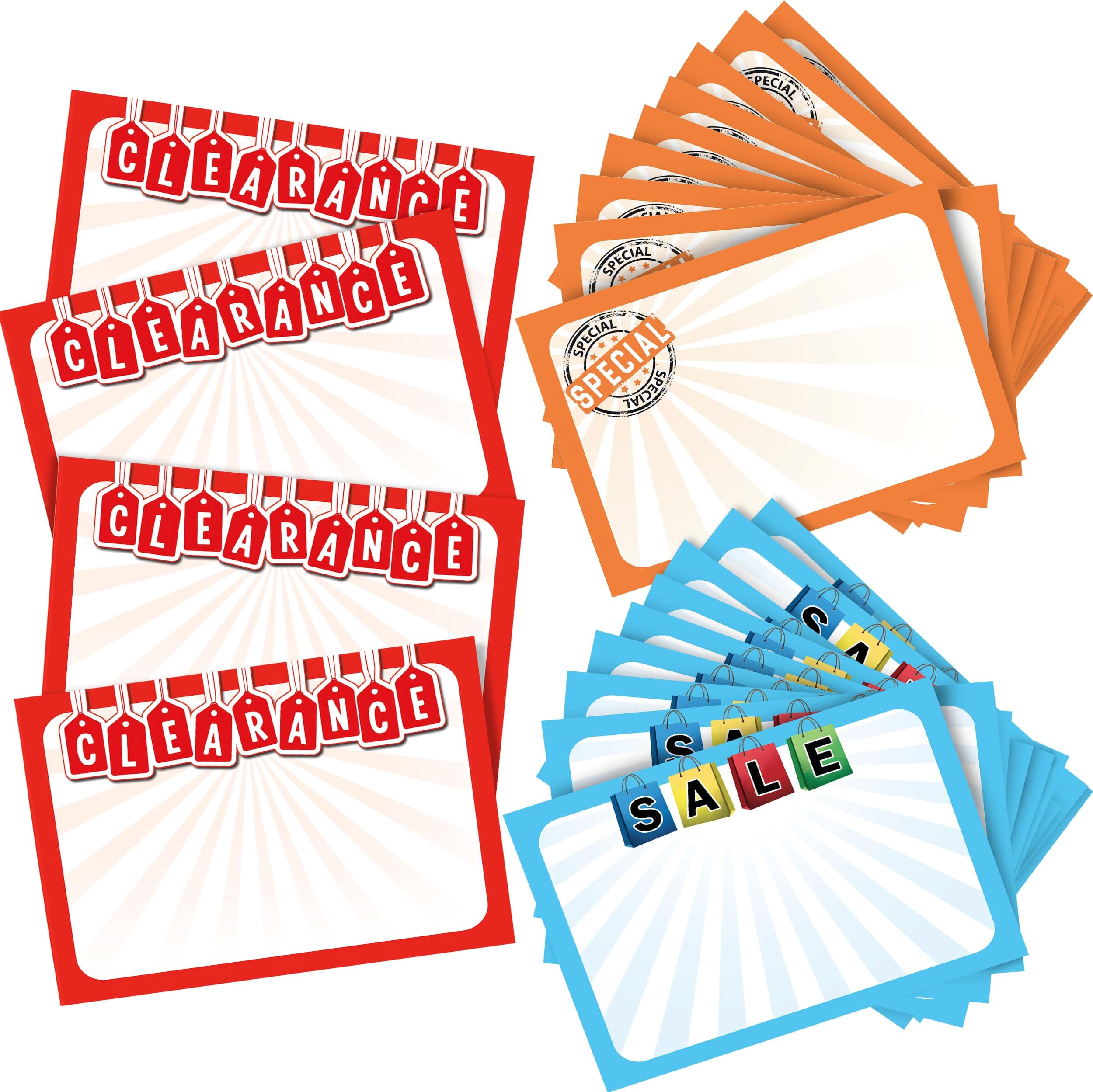 Sale Sign Bulk Variety 60 Pack. Durable 5x7 Price Tags Promote Business At Yard, Estate and Garage Sales. Special Display Card Supplies For Pawn Shops, Flea Markets and Clearance Stores