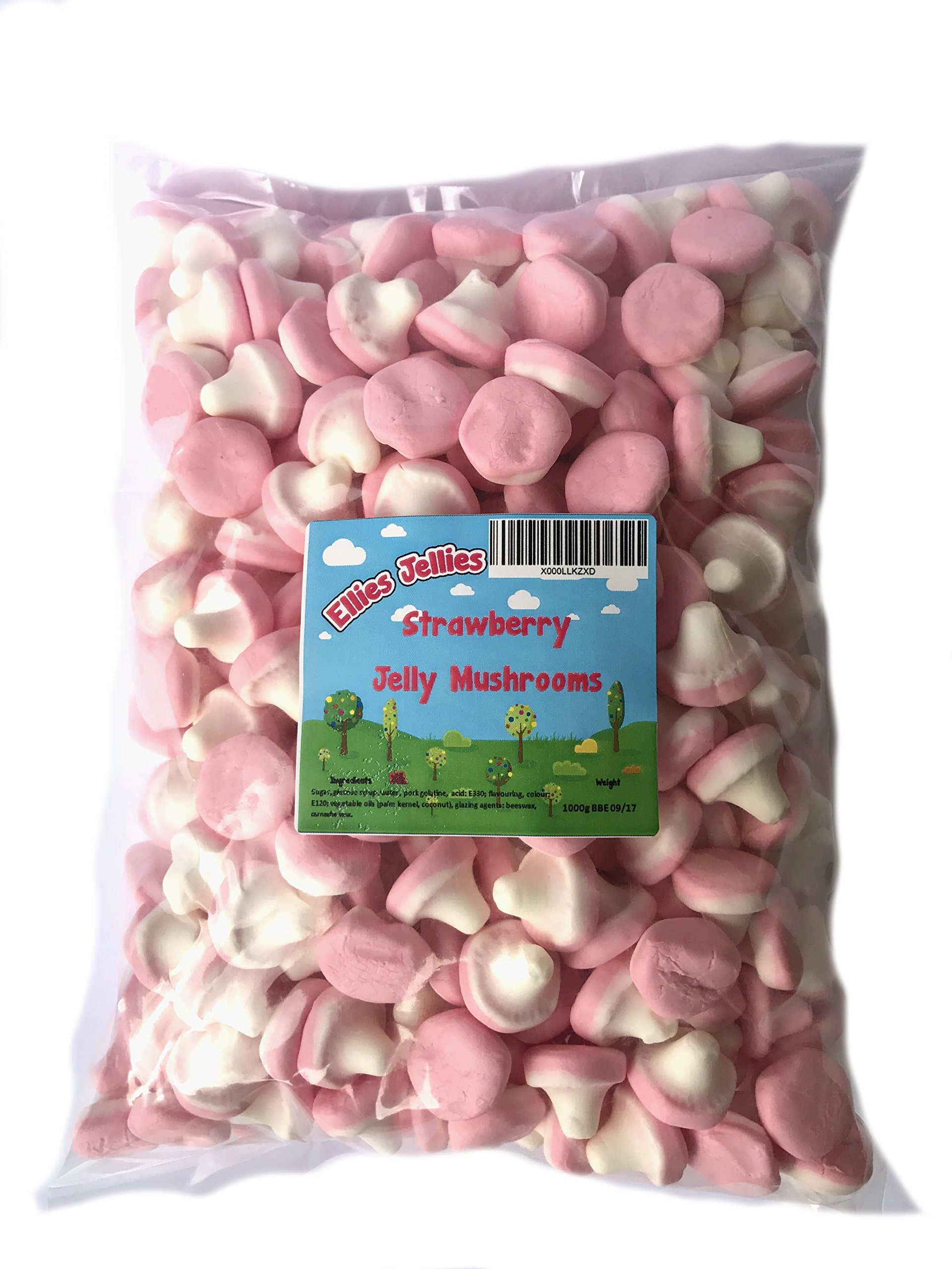 Ellies Jellies Jelly Mushrooms-1Kg Bag-Mushroom Shaped Jelly - Strawberry Flavored Jelly Mushroom
