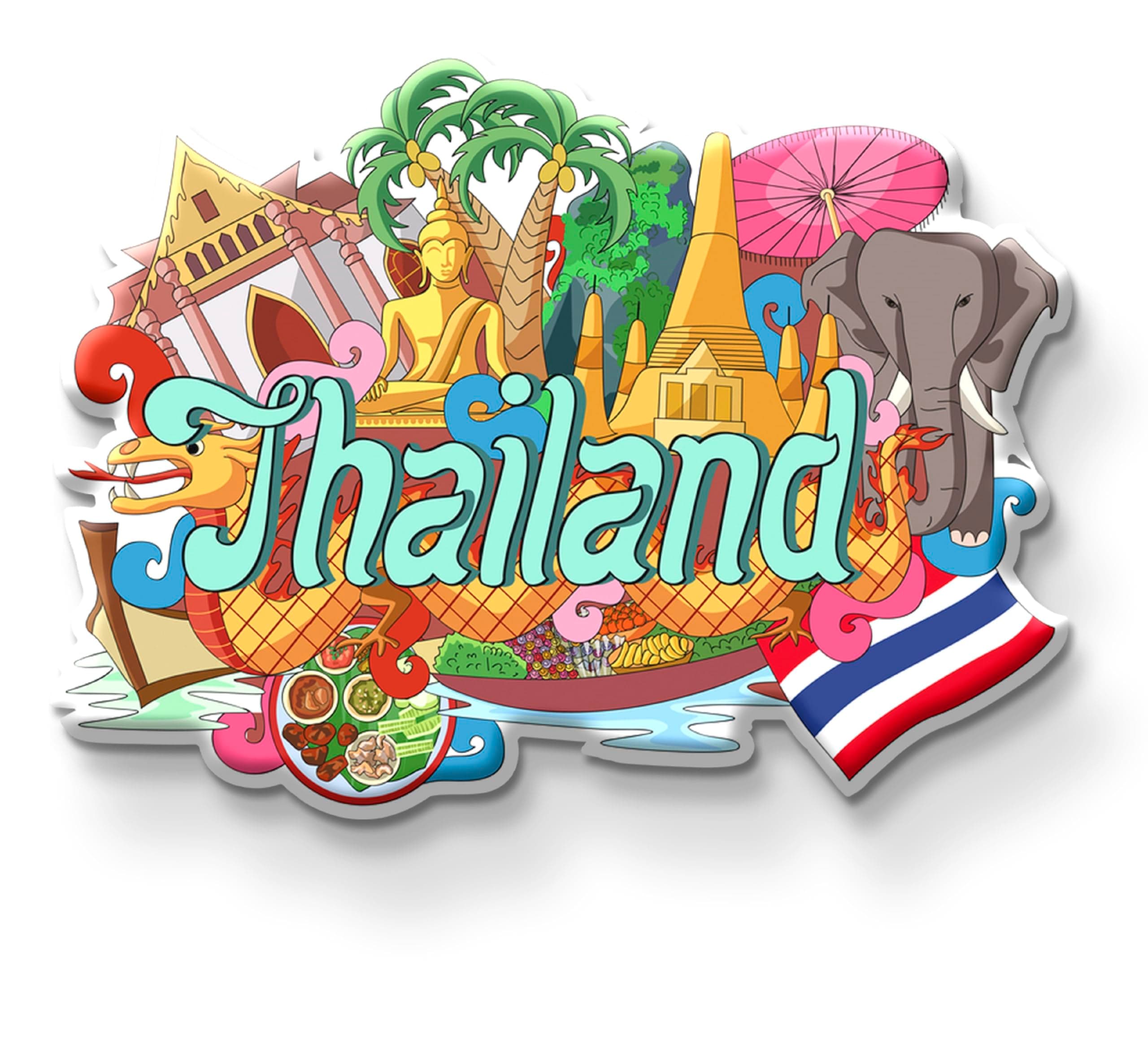 Thailand Country Theme Souvenir Wooden Fridge Magnet for Refrigerator - Stylish Magnet for Fridge Decoration Thailand Printed