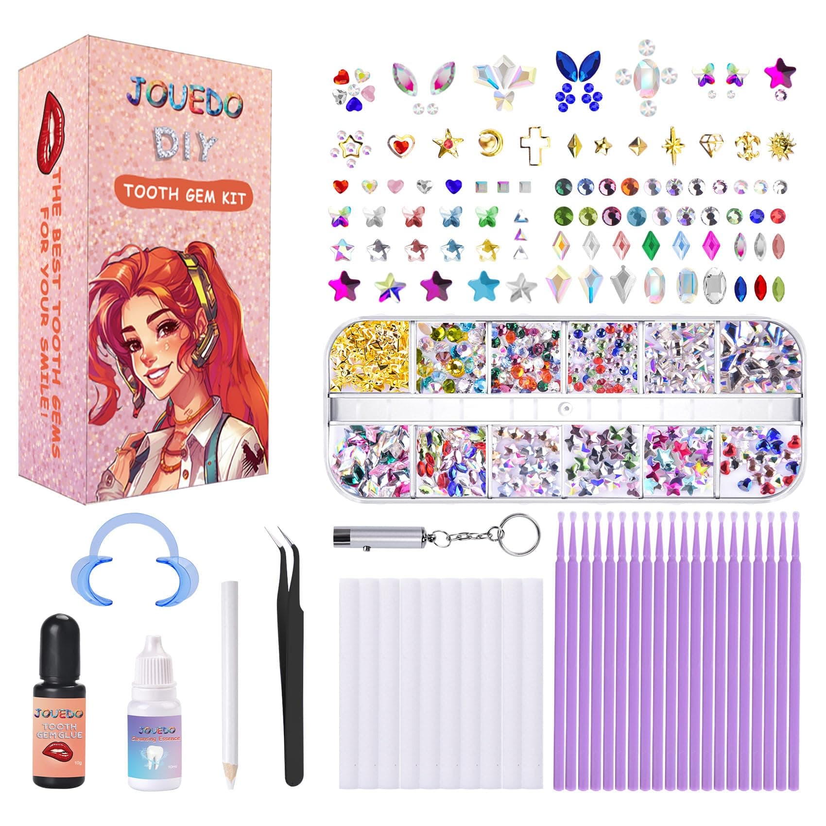 Teeth Gem Kit, DIY Fashionable Crystals Tooth Jewelry Kit, Professional Teeth Gems Kit with Glue, Temporary Gem Starter Kit