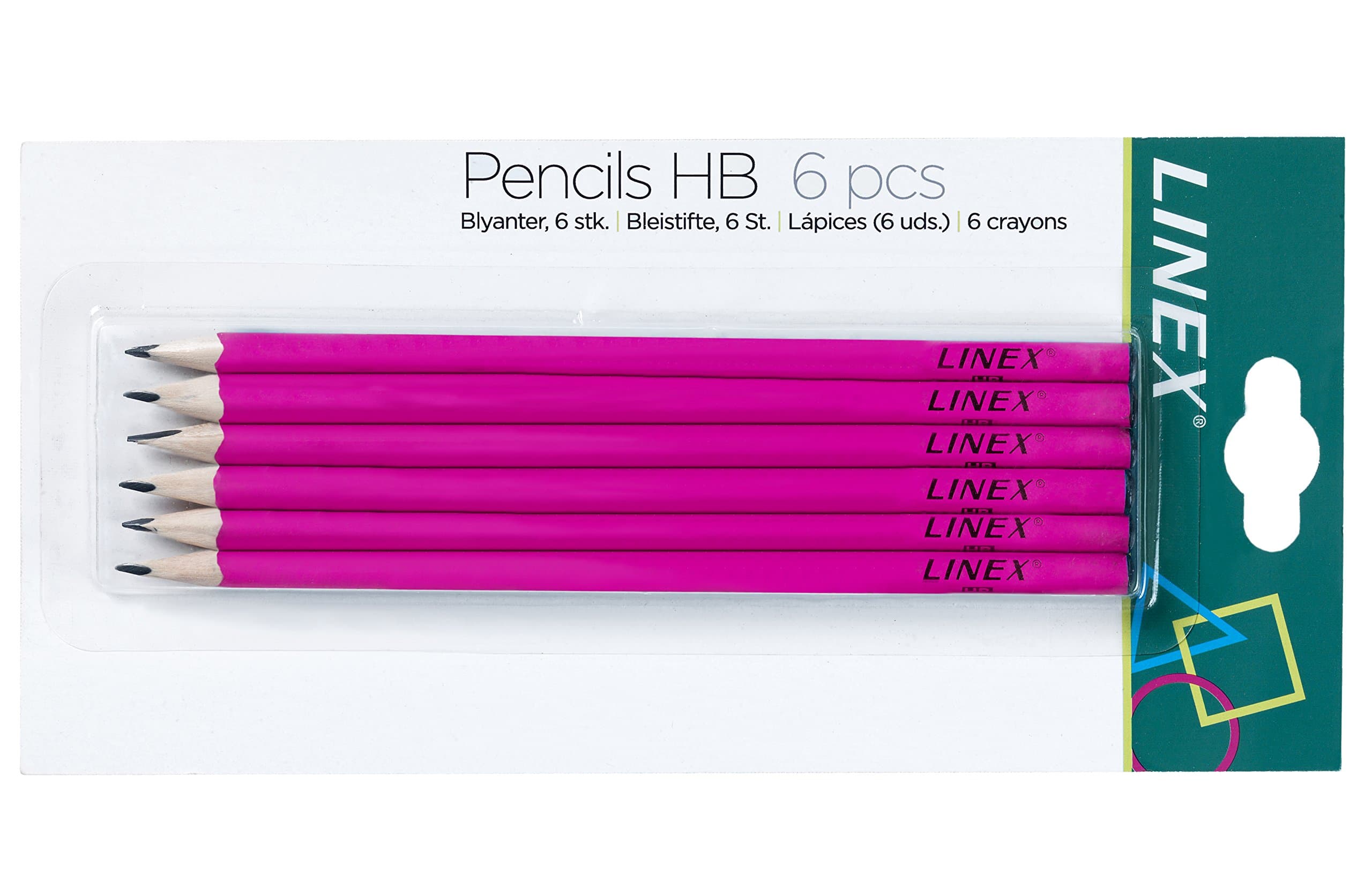 Linex Pack of Six Pink School Pencils
