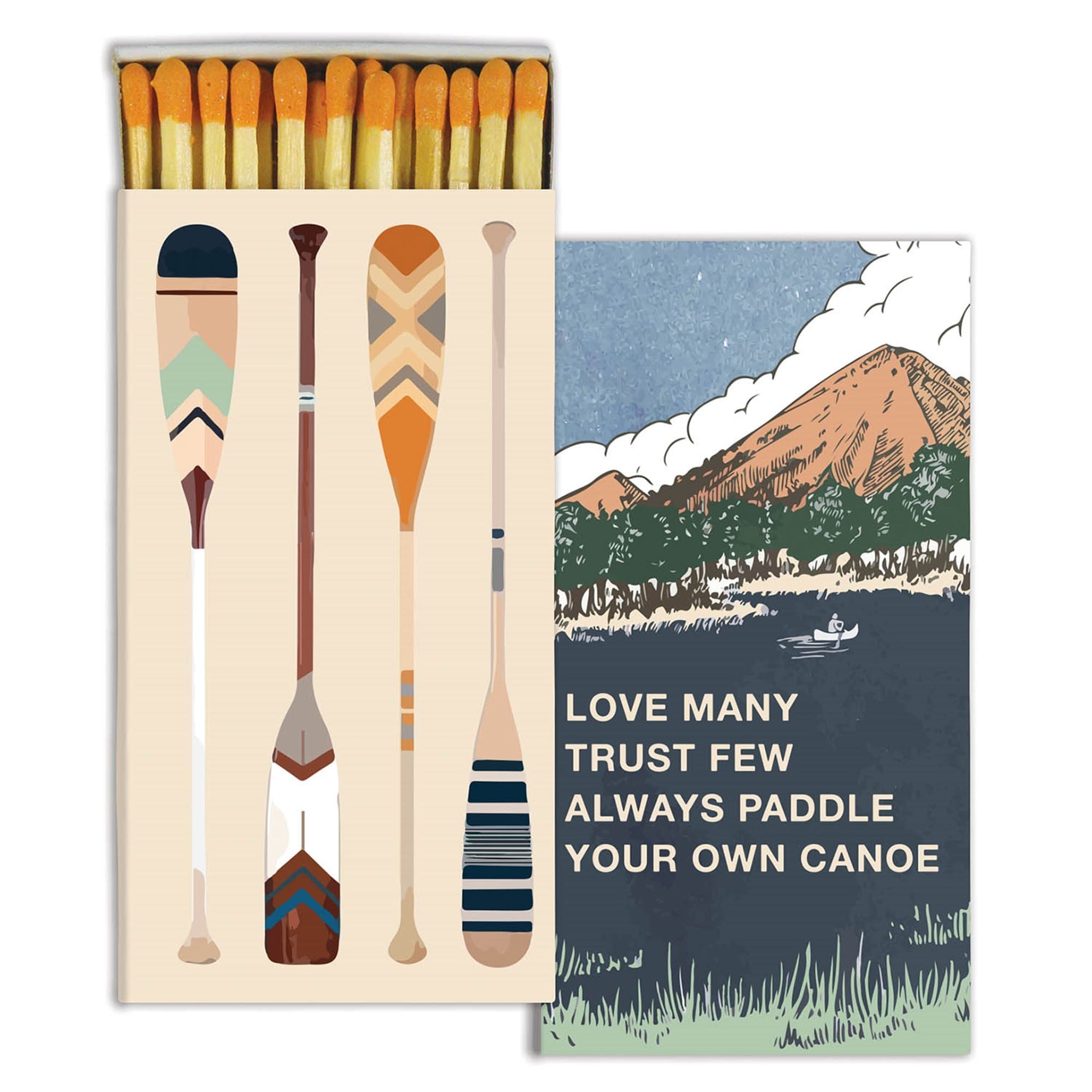 Decorative Match Boxes Paddle Your Canoe Long Kitchen Matches Great for Lighting Candles, Grills, Fireplaces and More | Set of 3 Decorative Match Boxes
