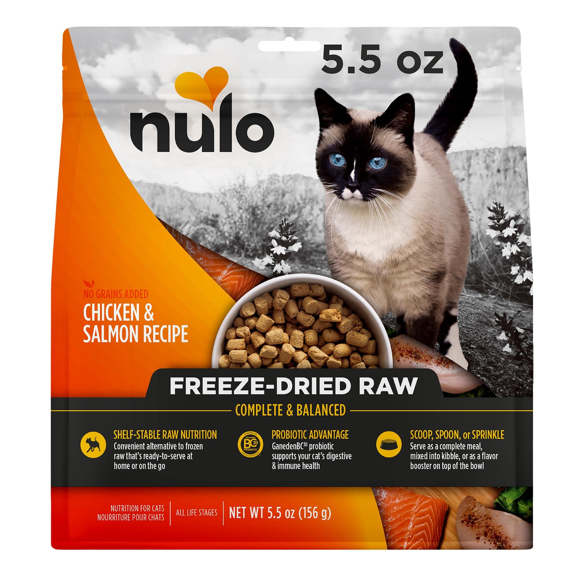 Freestyle Freeze-Dried Raw, Ultra-Rich Grain-Free Dry Cat Food for All Breeds and Life Stages with BC30 Probiotic for Digestive and Immune Health, Chicken & Salmon, 5.5 Ounce