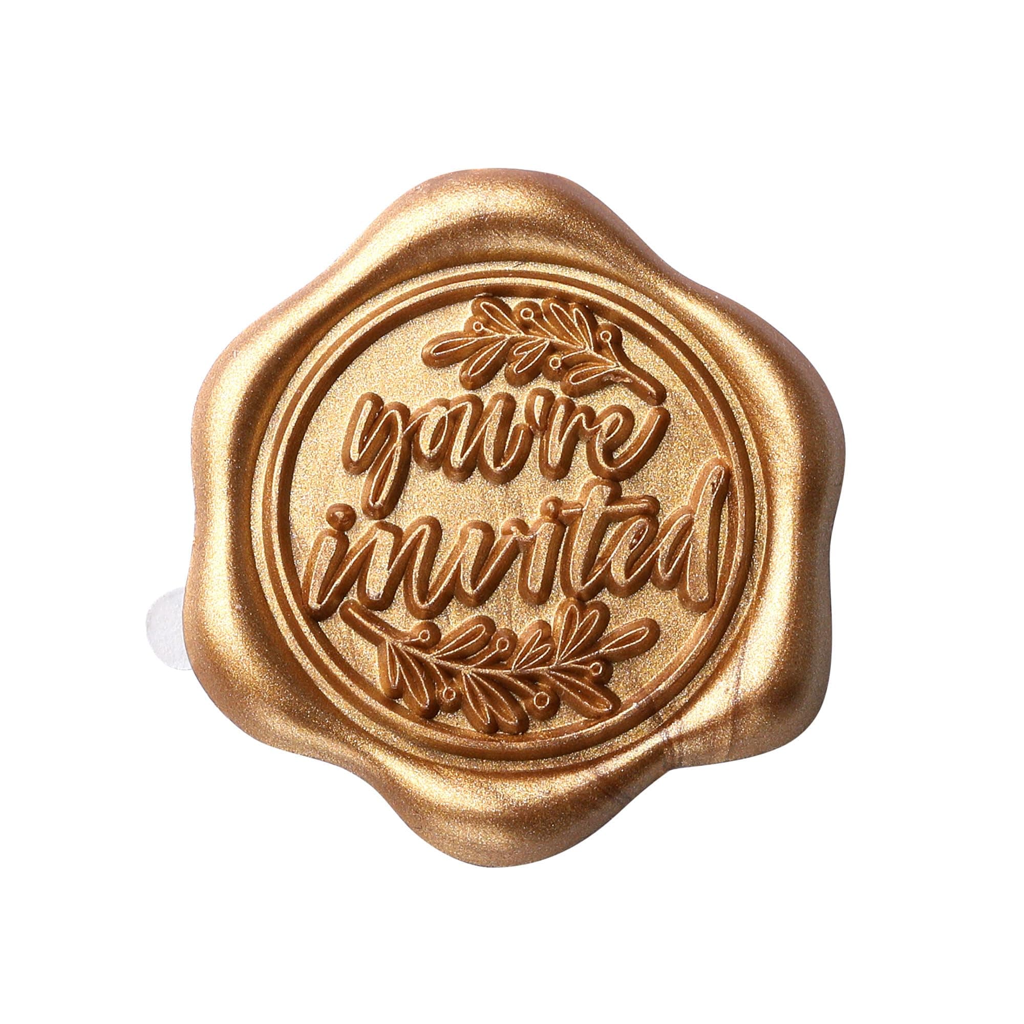 100pcs Wax Seal Stickers, 1.14in/29mm Antique Gold Envelope Seals, You're Invited Vintage Wedding Invitation Stickers for Valentine's Day, Birthday, Christmas Party Supply