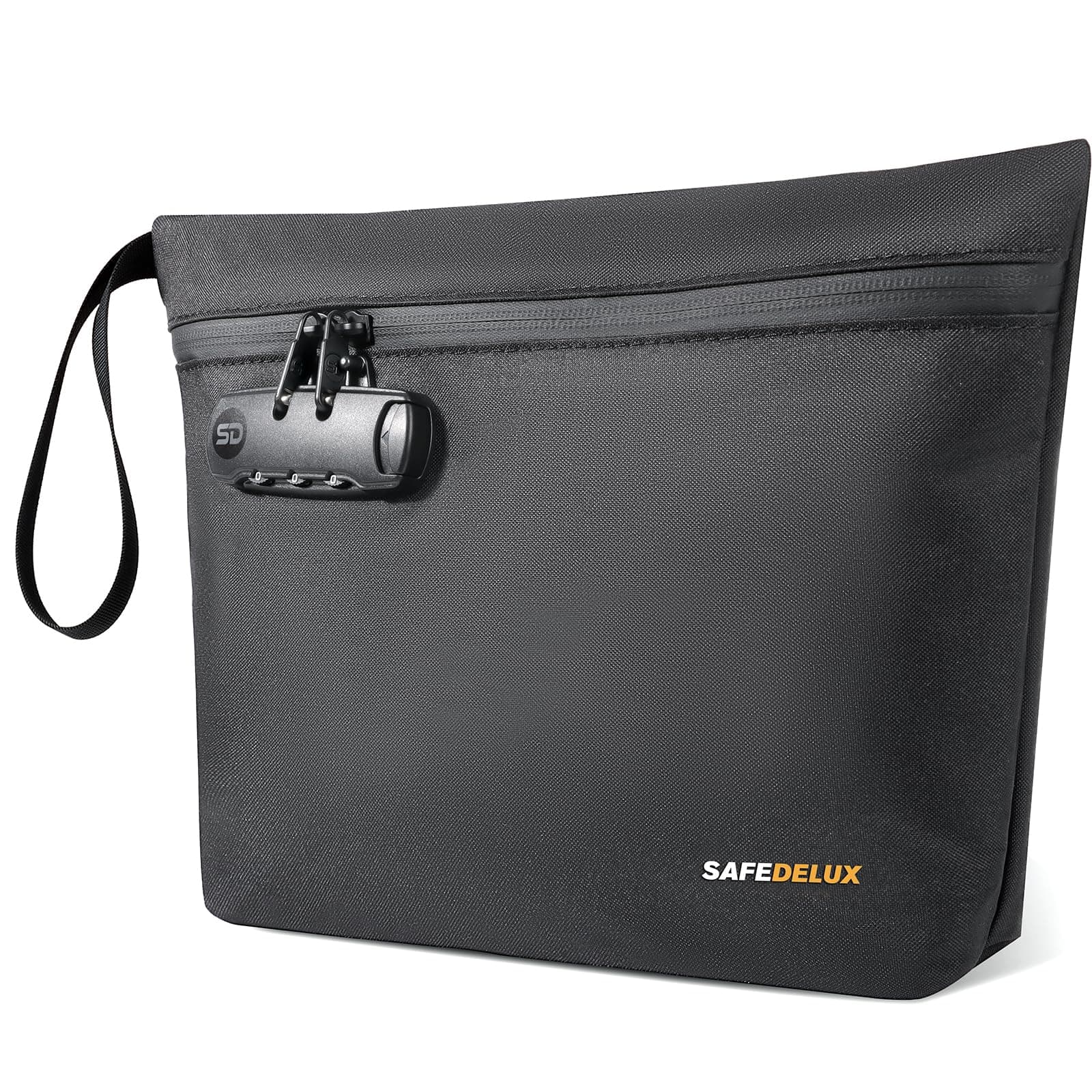 Smell Proof Bag, Odor Proof Bag with Combination Lock, Durable Smell Proof Container with Carbon Lining, Secure Odorless Travel Pouch for Home & On-the-Go, Black, 10.3 x 6.5 x 2.4 inches