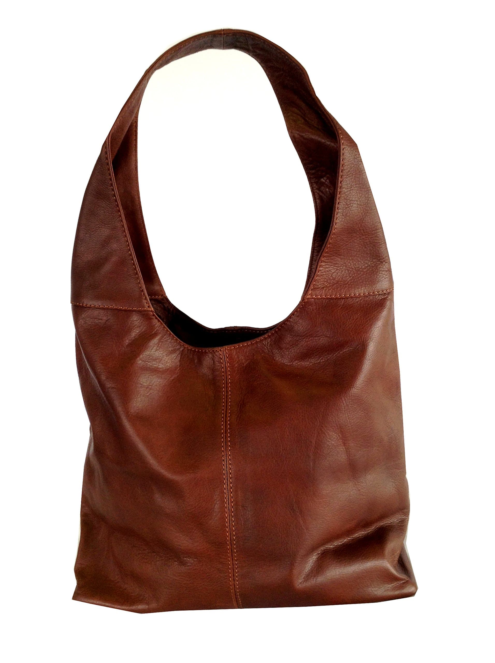 KIMANDJO Soft Brown Italian Leather Handbag, Shoulder Bag or Slouch Bag