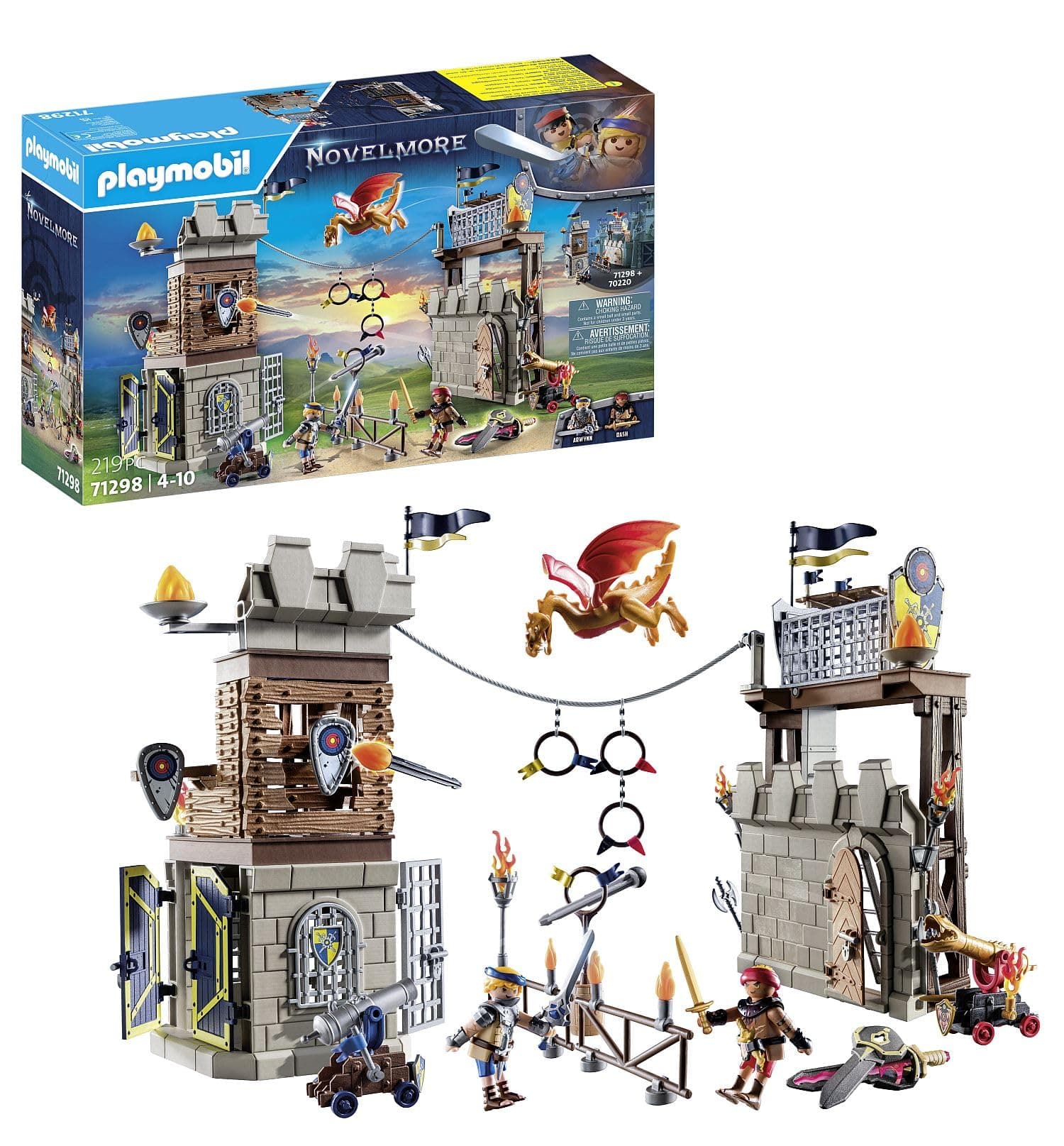 Playmobil 71298 Novelmore Knights Tournament - with Two Characters, One Dragon, Two Turrets, Targets and Accessories - Knight - History & Imaginary - From 4 Years