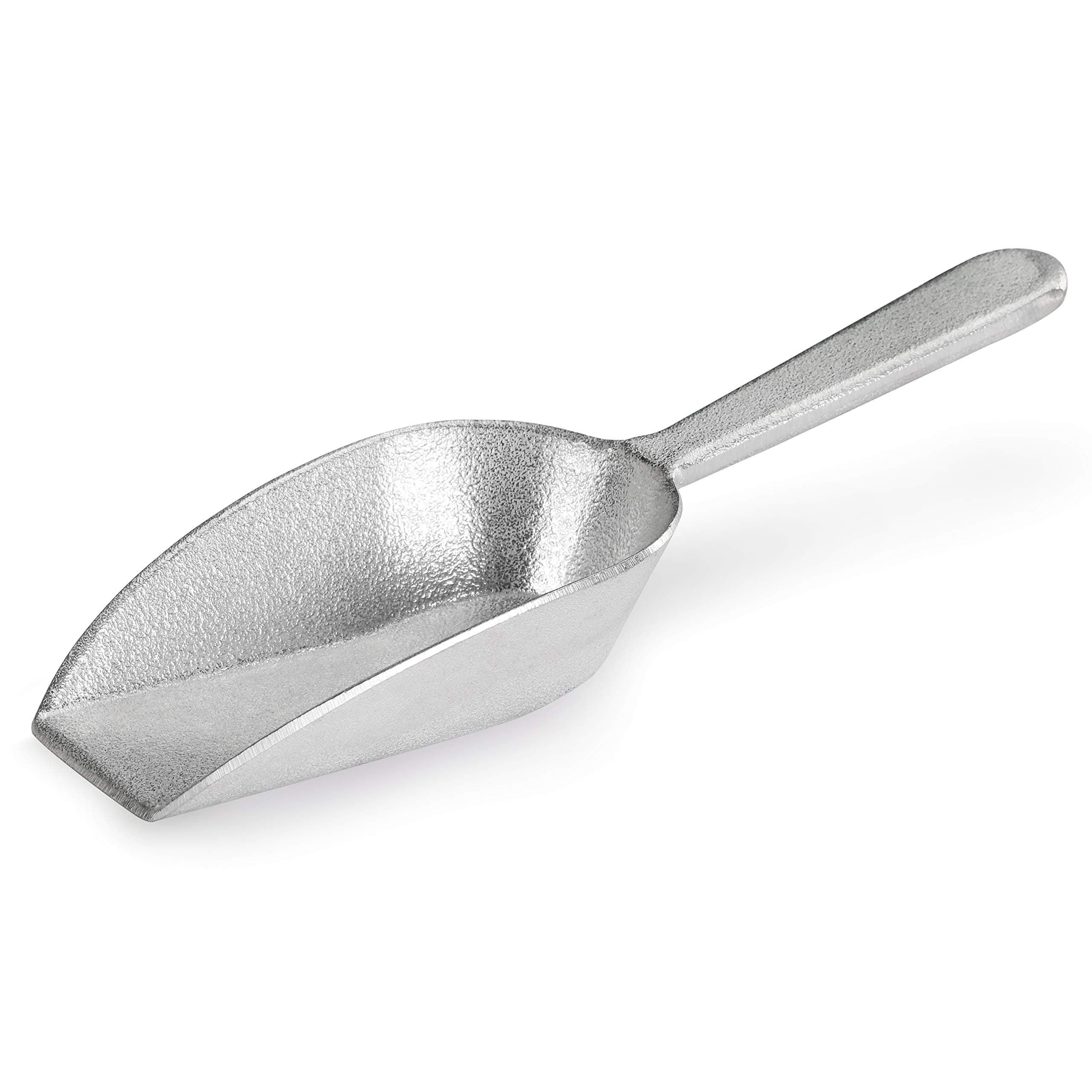 New Star Foodservice 34684 One-Piece Cast Aluminum Flat Bottom Bar Ice Flour Utility Scoop, 7-Ounce, Silver