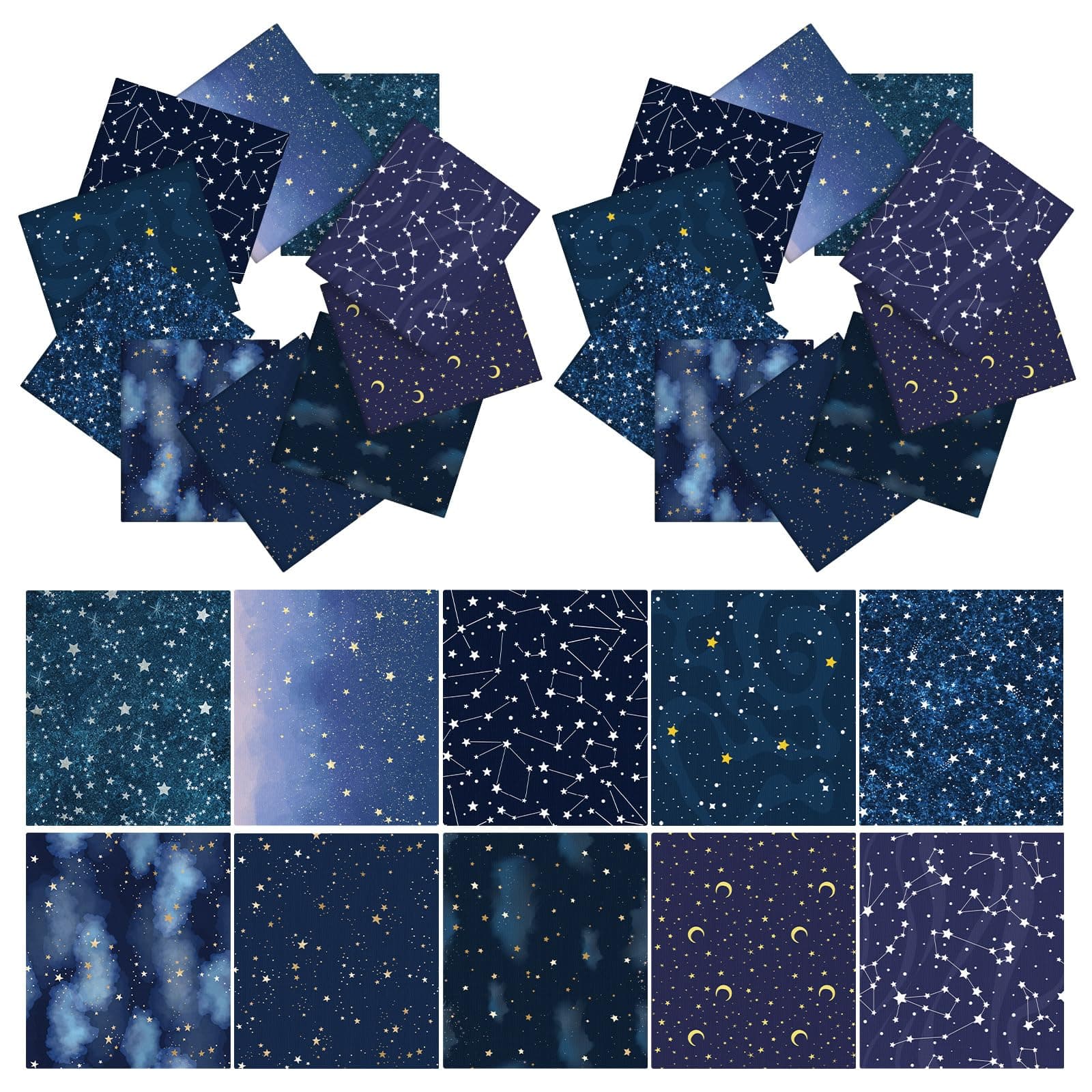 Buryeah 20 Pcs 18" x 21" Cotton Quilting Fabric Fat Quarters Fabric Bundles Fabric of The Universe for Quilting Sewing DIY Quilt Beginners Quilting Supplies Fabric Squares