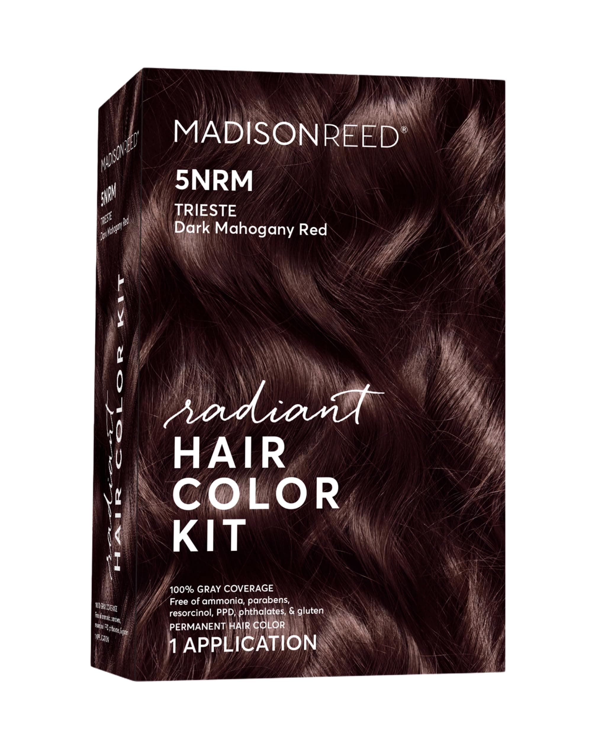 Radiant Hair Color Kit, Permanent Hair Dye, 100% Gray Coverage, Ammonia-Free, Trieste Red 5NRM Dark Mahogany red, Pack of 1