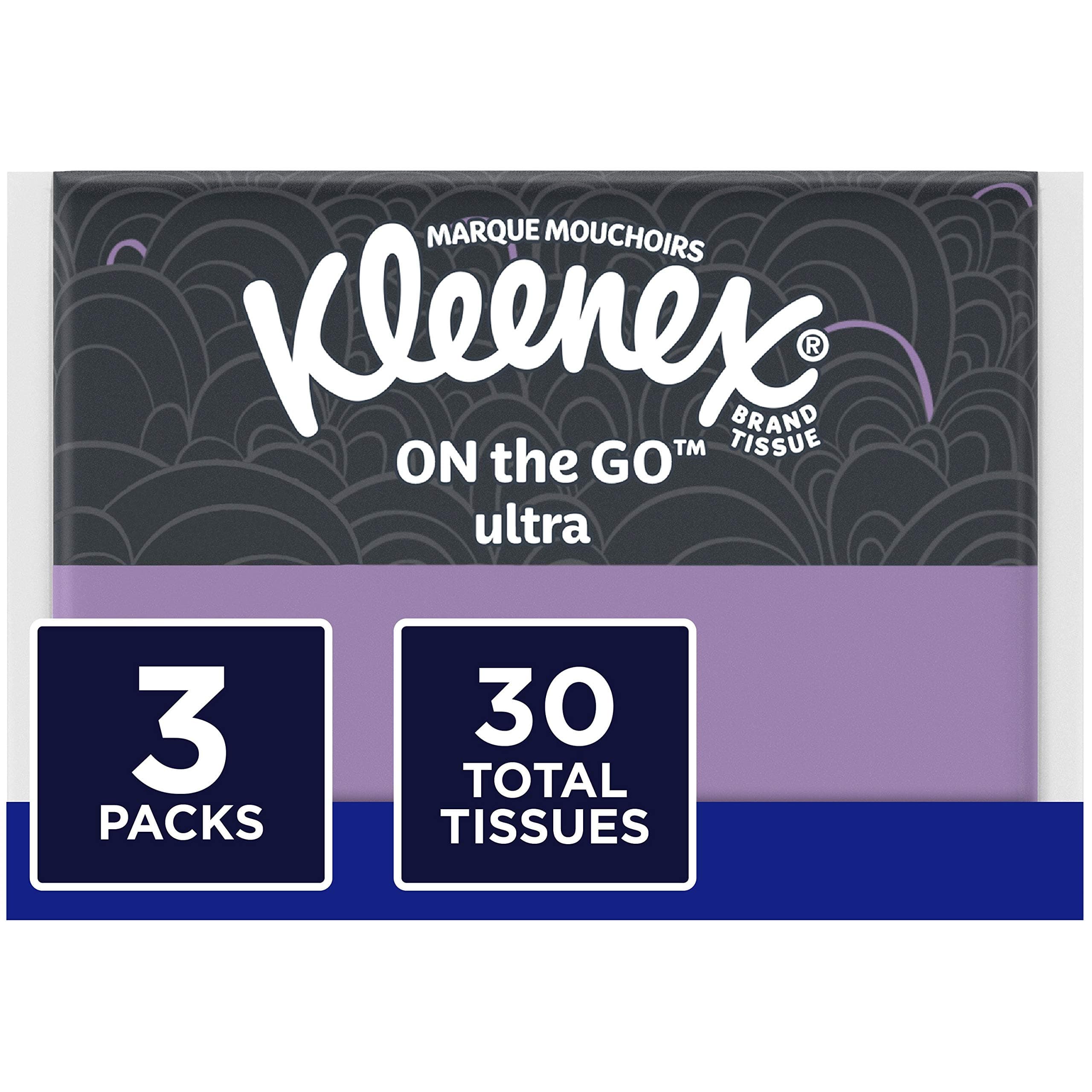 Kleenex Facial Tissues, On-The-Go Slim Pack, Travel Size, 10 Count (Pack of 3)