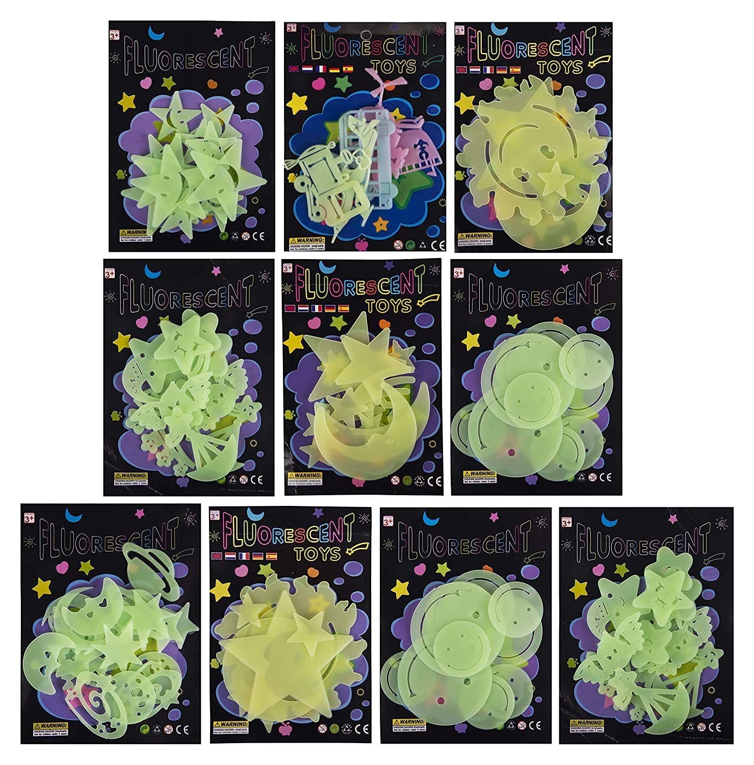 Dark Radium Wall Self-Adhesive Stickers For Kids Bedroom, Room Ceiling And Wall Decals (Set Of 10), 12.7 Cms