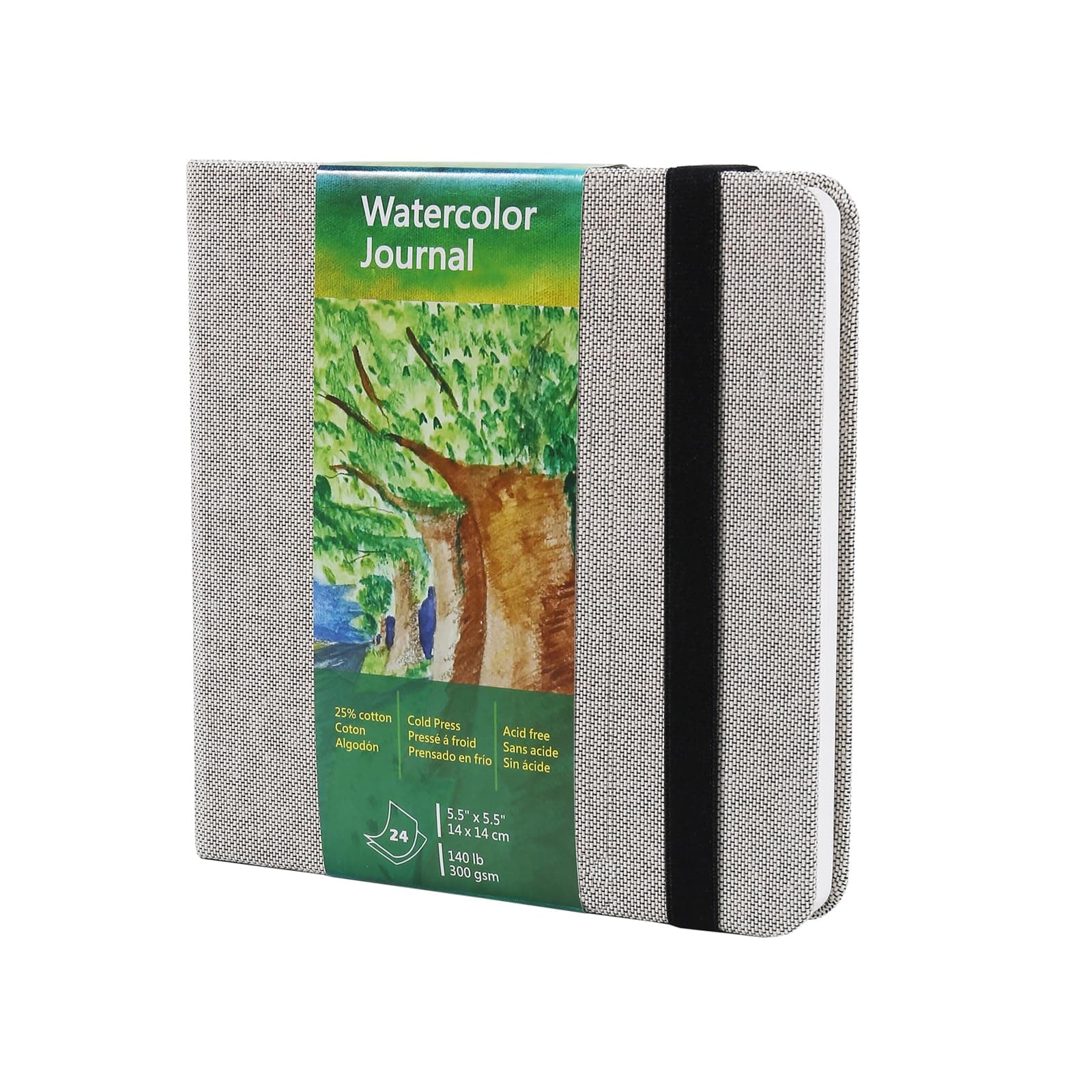 Square Watercolor Journal 5.5x5.5 Inch 140lb 300GSM Tumarta Cotton Paper Cold Press 24 Sheets 48 Pages Watercolor Paper Sketchbook Use as Mixed Media Pad on the Go