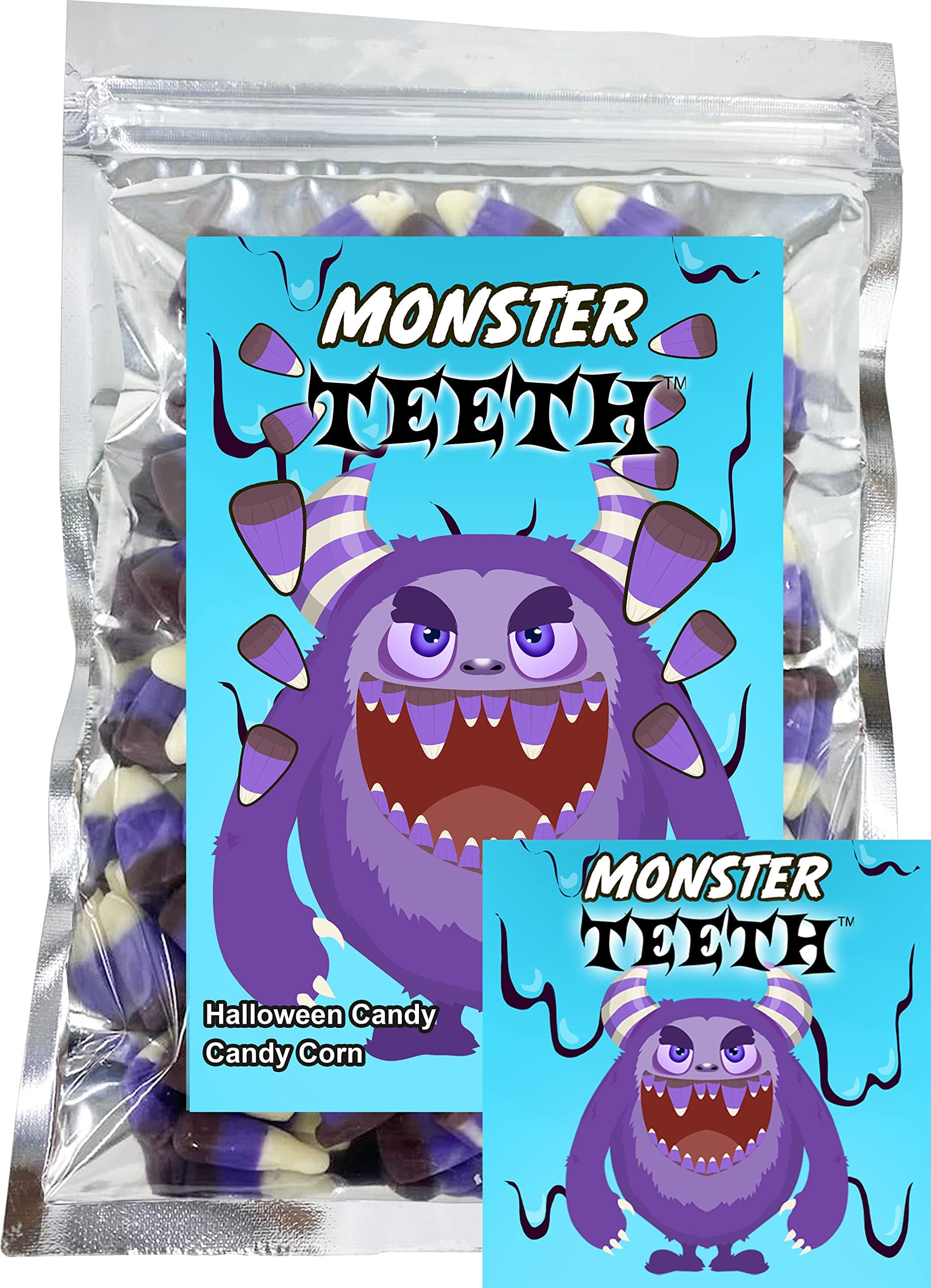 Monster Teeth Blackberry Cobbler Flavored Candy Corn Fun Unique Halloween Candy Gag Gift for Birthday Girls, Boys, Kids & Teens (7 Ounces)