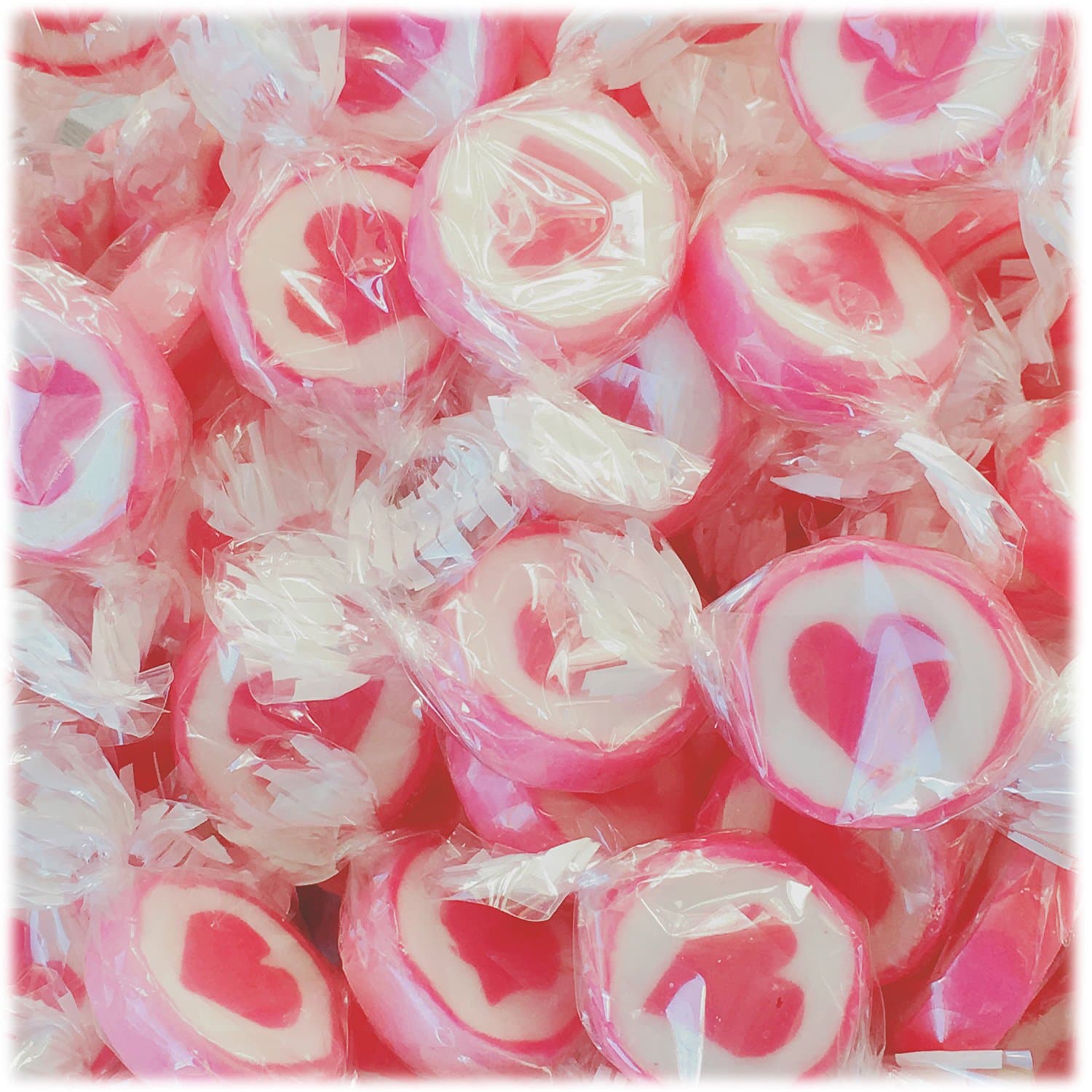 Heart Wedding Favour Rocks Sweets - Handmade Candy (Pink/White 500g)