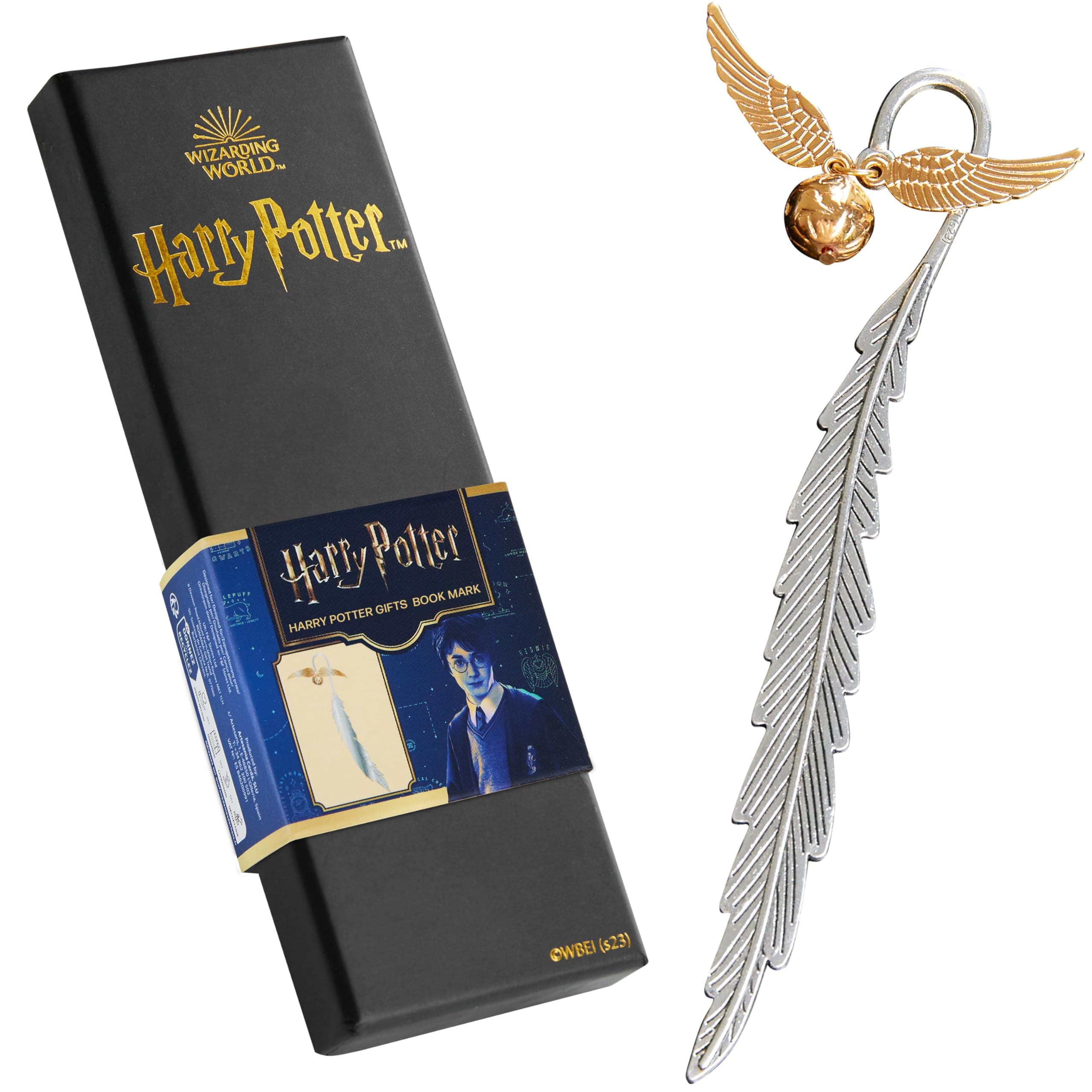 Harry Potter Metal Bookmark Gift Box with Hanging Charm Gift for Women Kids School Uni Reading Teacher Gifts (Golden Snitch)