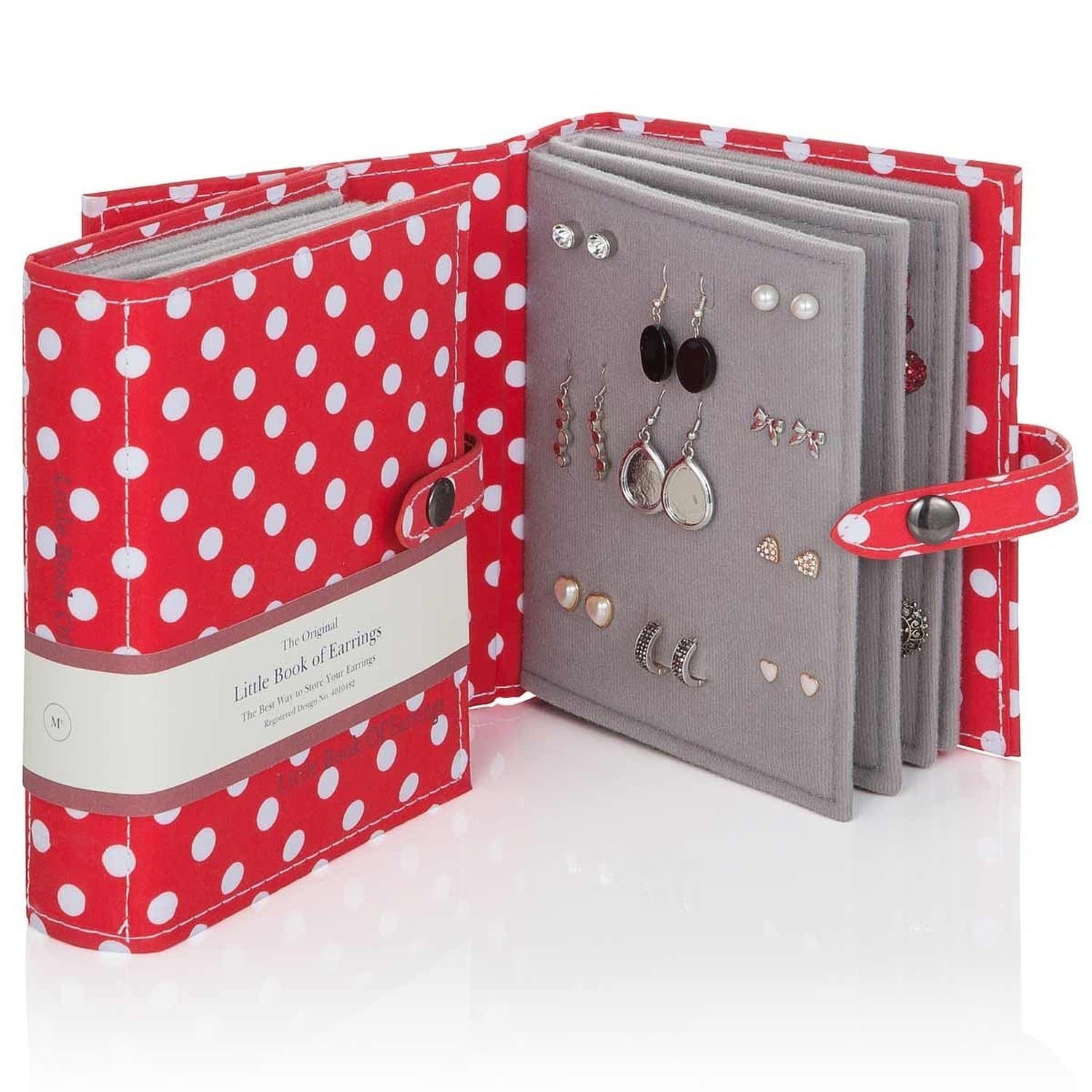 Large Size - Little Book of Earrings - A Small Book for Keeping Your Earrings Safe! (Red Polka Dot)