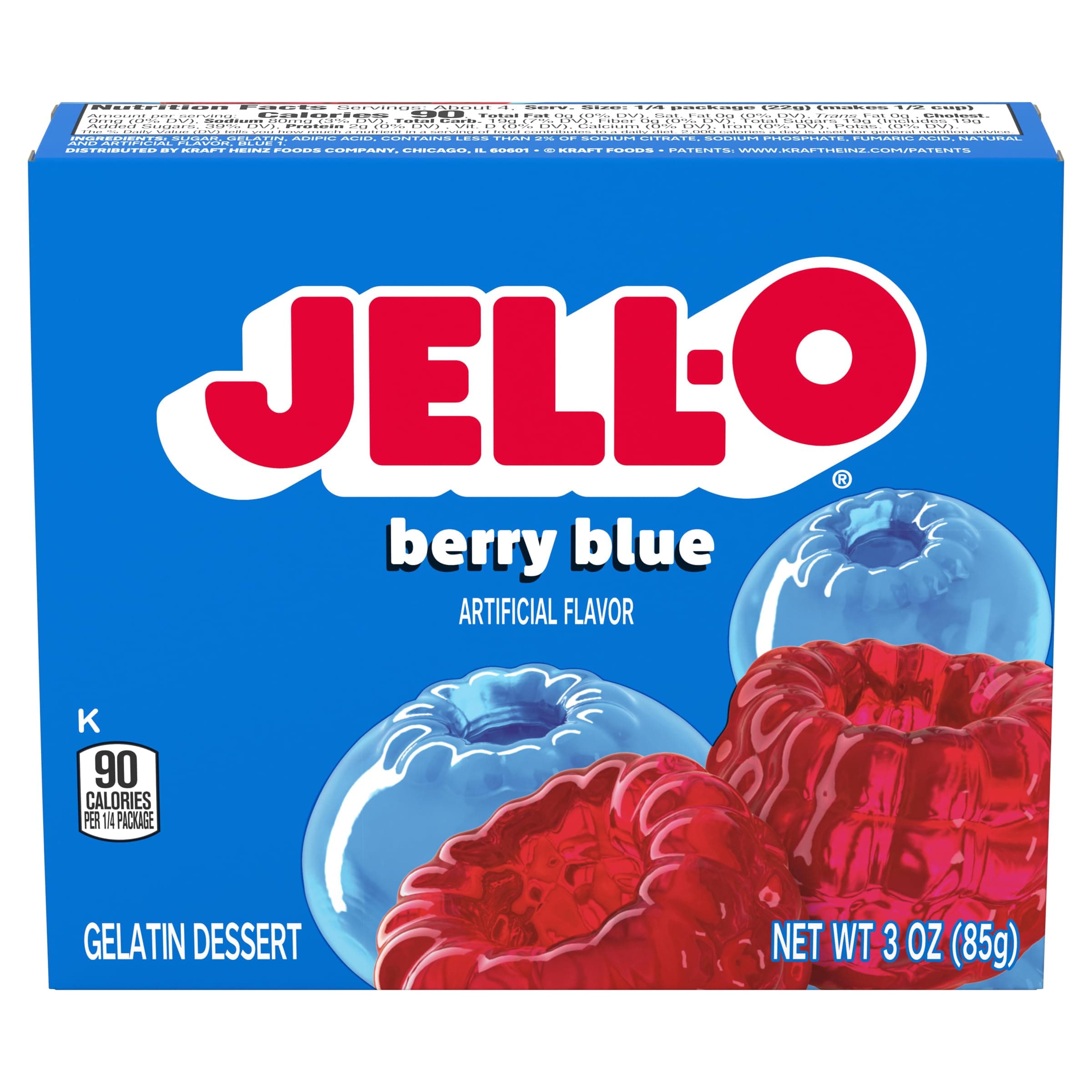 Jello Berry Blue Gelatin Dessert Jell-O 3oz 85g American Jelly Jello