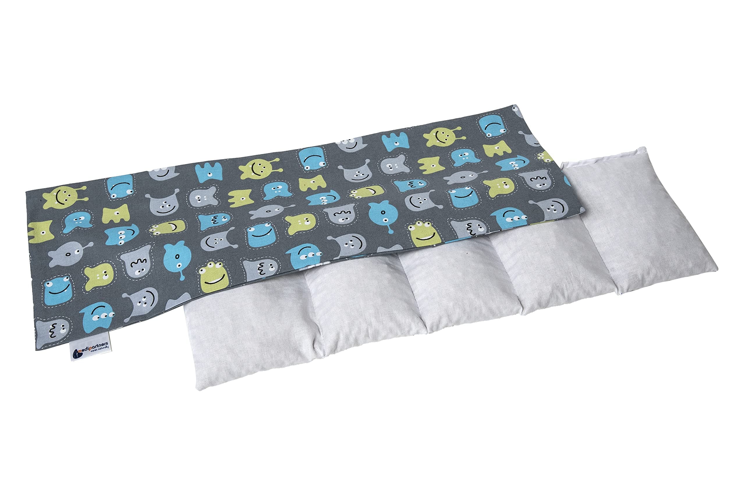 Medi Partners Cherry Stone Pillow 60x20cm 800g 100% Cotton 5-Chamber Eco Natural Heat Pillow Cold Therapy Removable Pillowcase (Creatures)