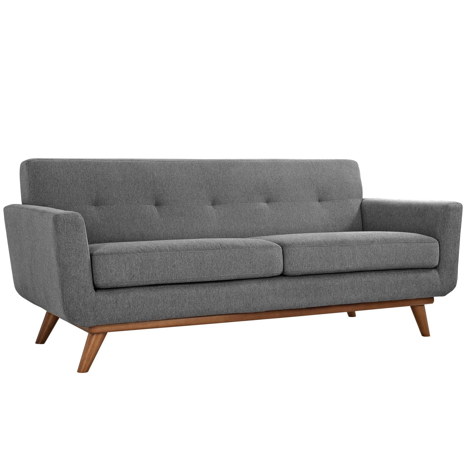 Engage Mid-Century Modern Upholstered Fabric Loveseat in Expectation Gray