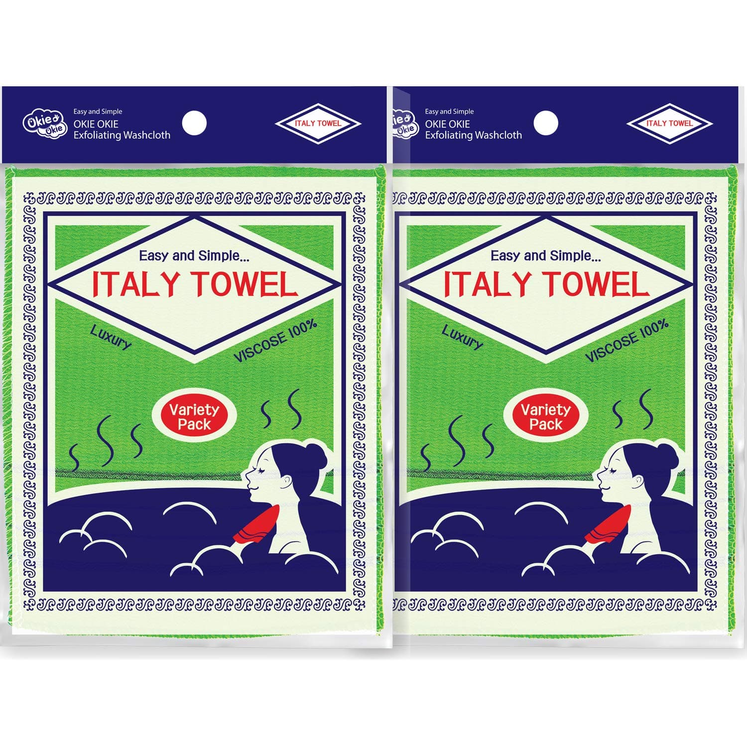 [Variety Pack] Korean Asian Exfoliating Washcloth - Scrubbing Cloth for Removing Dead Skin Callus, Cleaning Pores and Reducing Acne Breakout, Reusable (Green 4pcs + Green 4pcs)