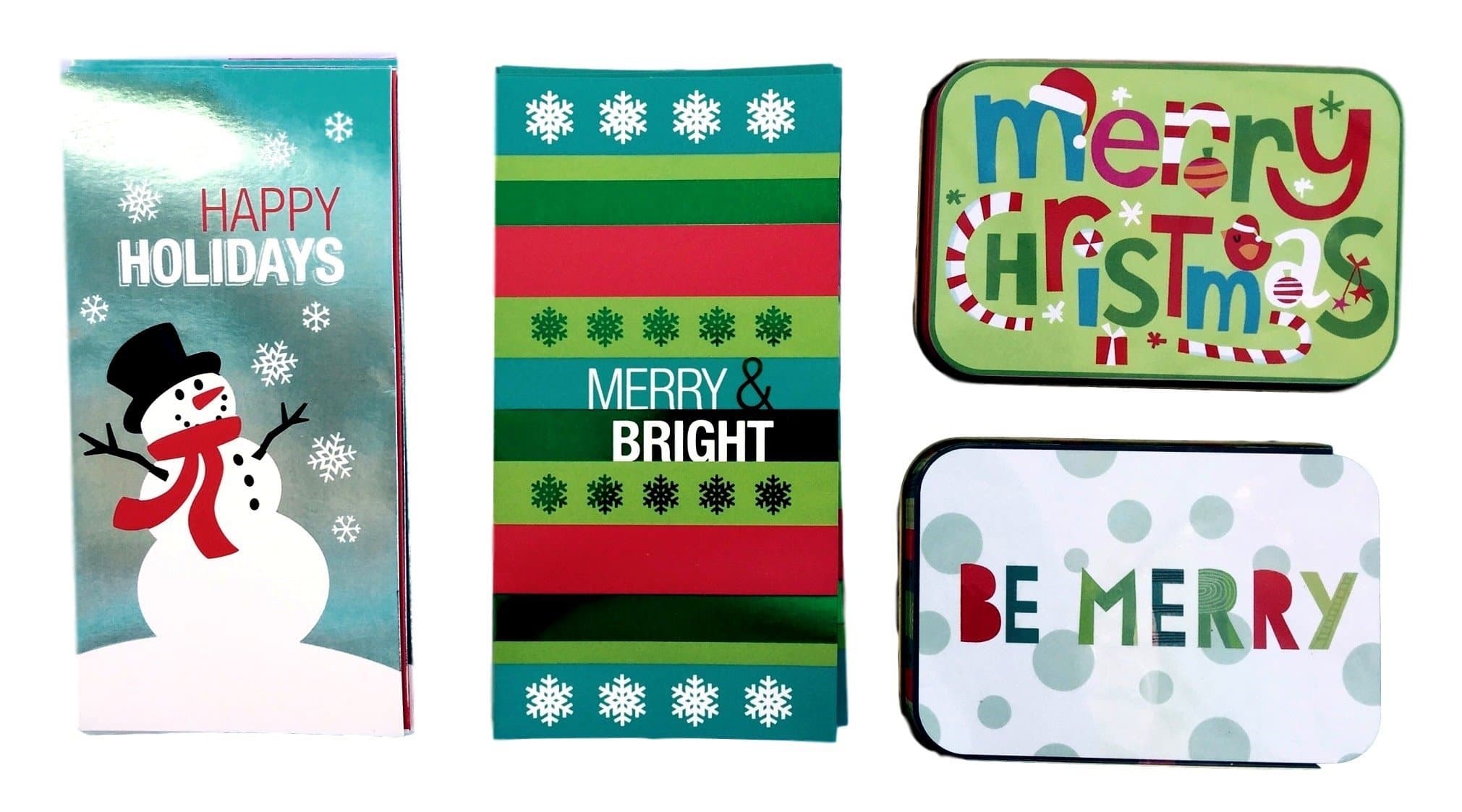 Christmas Money and Gift Card Tin Boxes, Merry Bright Christmas