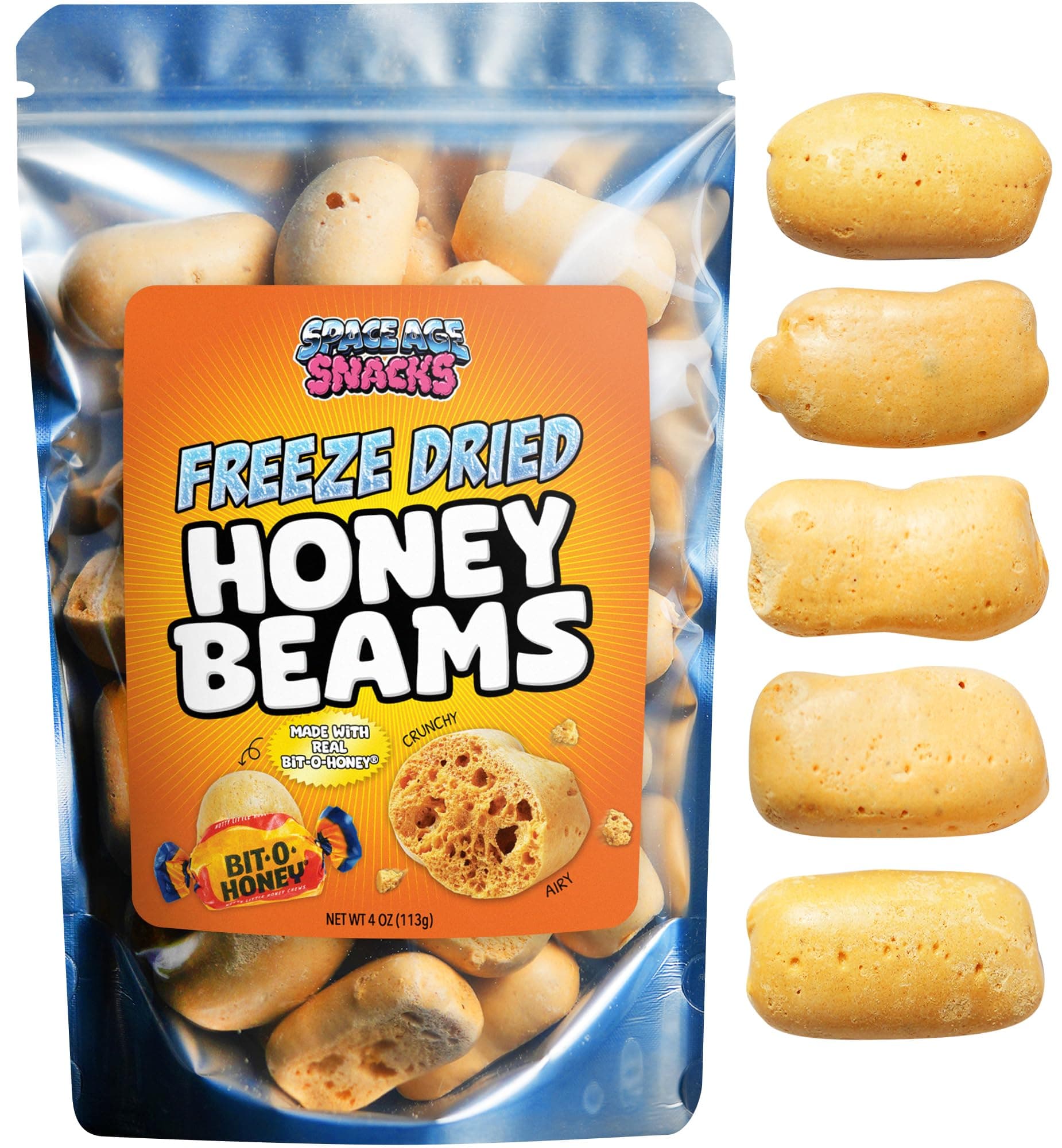 Freeze Dried Honey Beams with Real Bit-O-Honey® - 4 Ounces of Premium Freeze Dried Candy Shipped in Box for Extra Protection - for All Ages