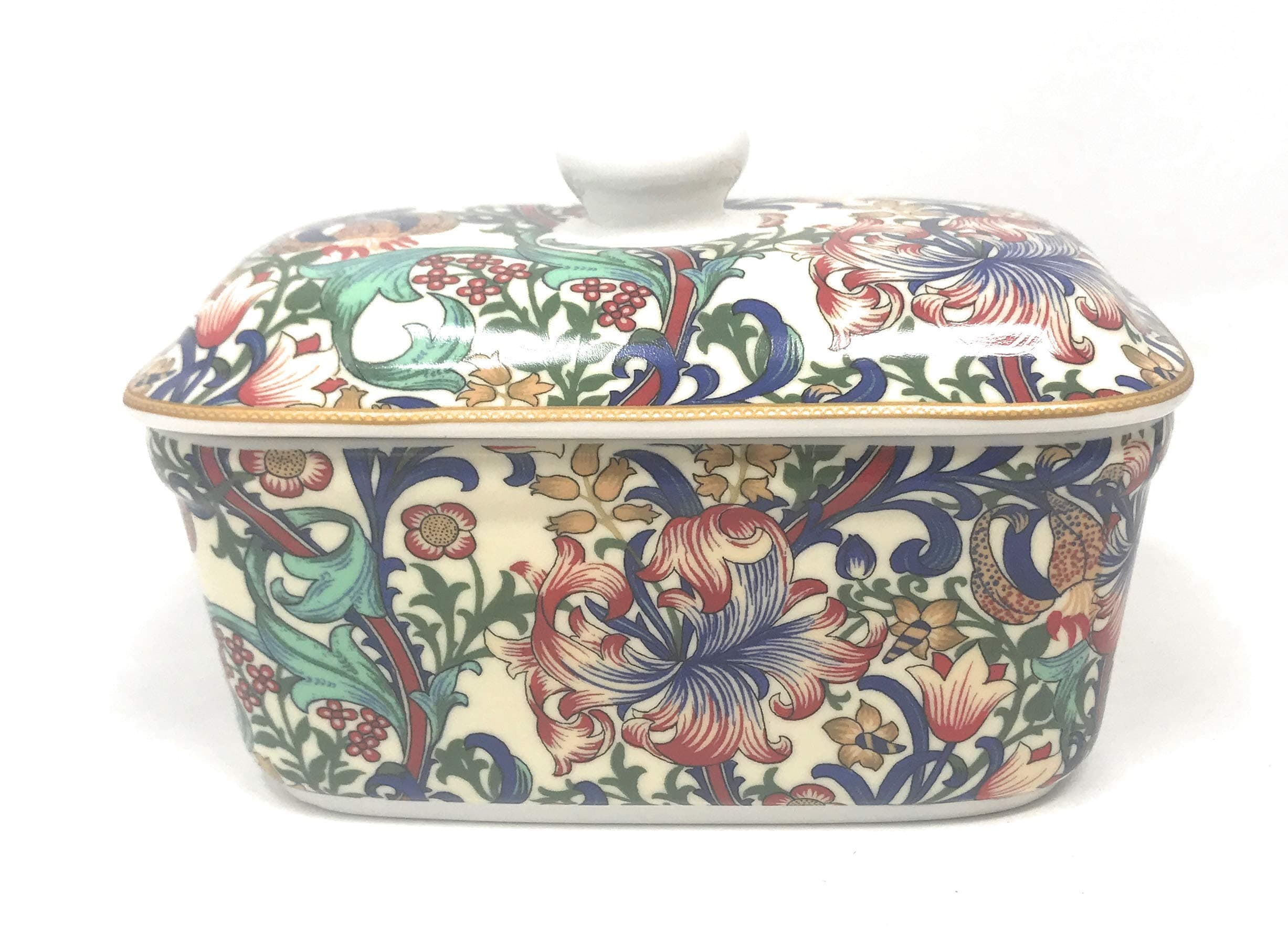 New Leonardo Collection William Morris Golden Lily Butter Dish Fine China with Lid LP94147