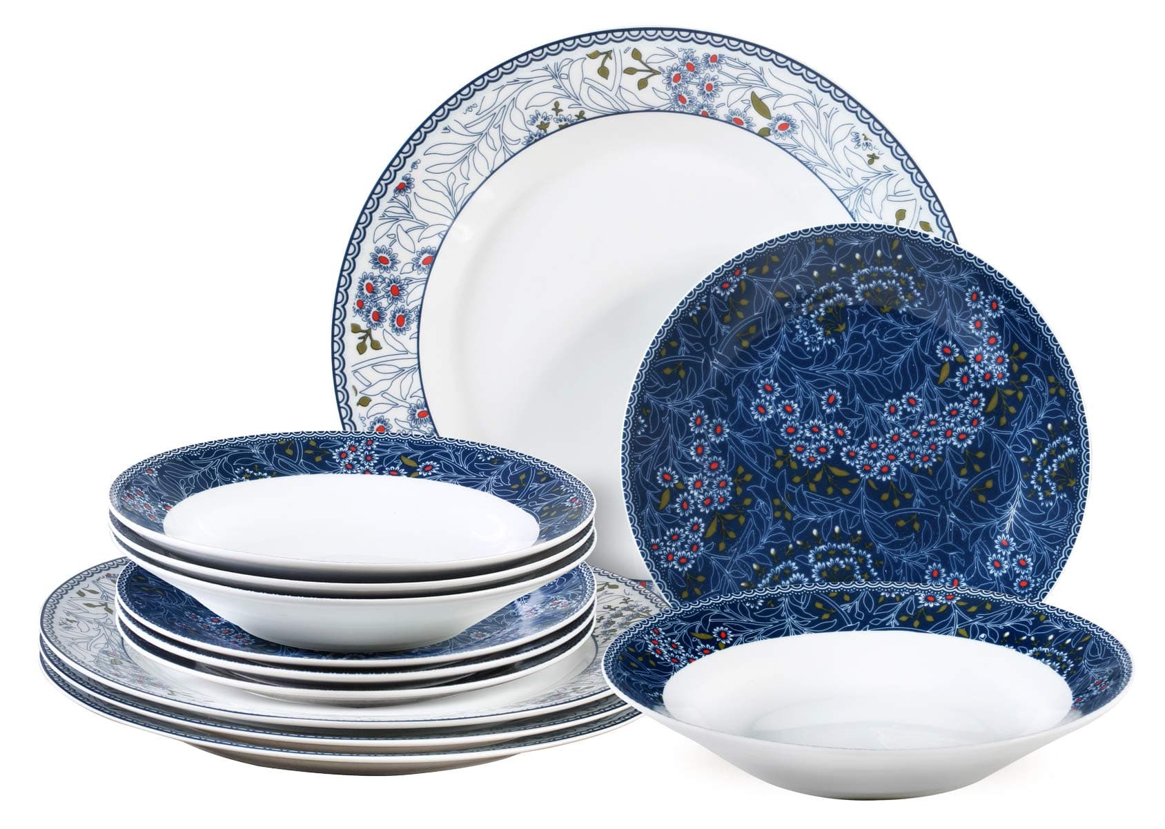 12pc Midnight Blue Garden Dinner Set