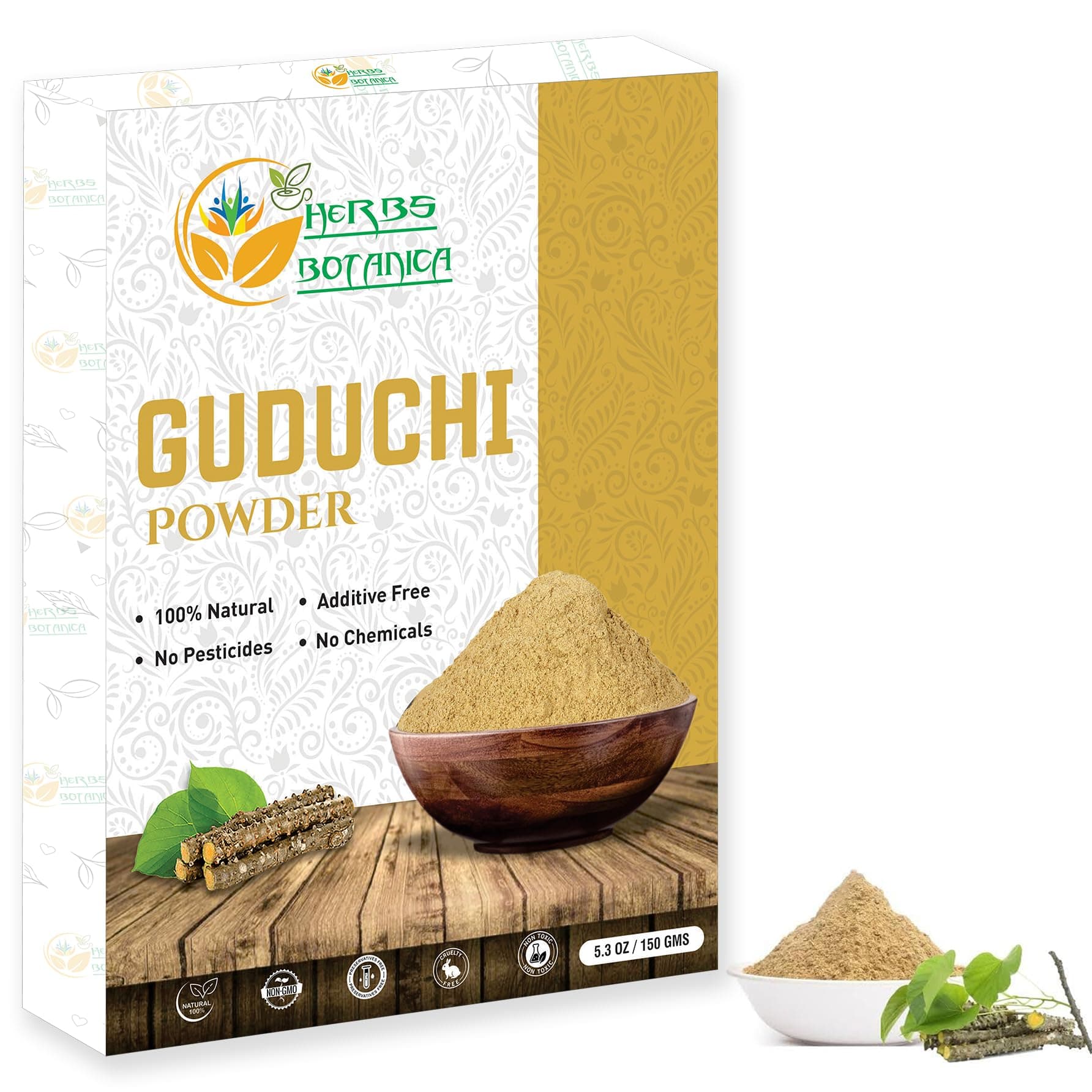 Herbs Botanica Guduchi Powder USDA Organic Neem Giloy Powder | Tinospora cordifolia | Herbsl Supplement for Immune Support, Digestion | Balance Blood Sugar Level 5.3 Oz / 150 GMS