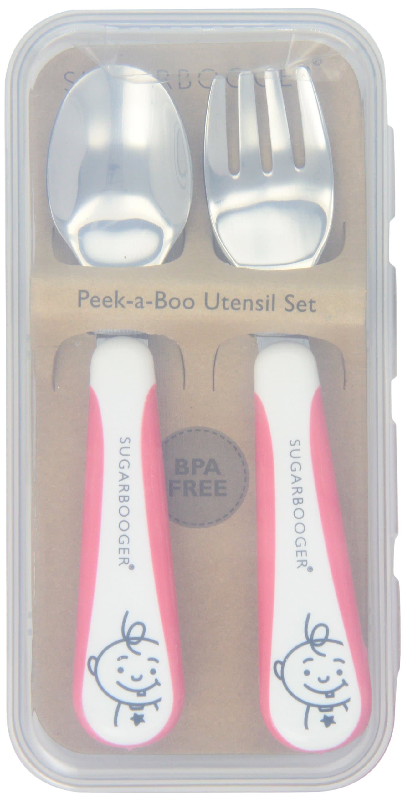 Sugarbooger Peek-A-Boo Silverware Set, Red Raspberry (Discontinued by Manufacturer)
